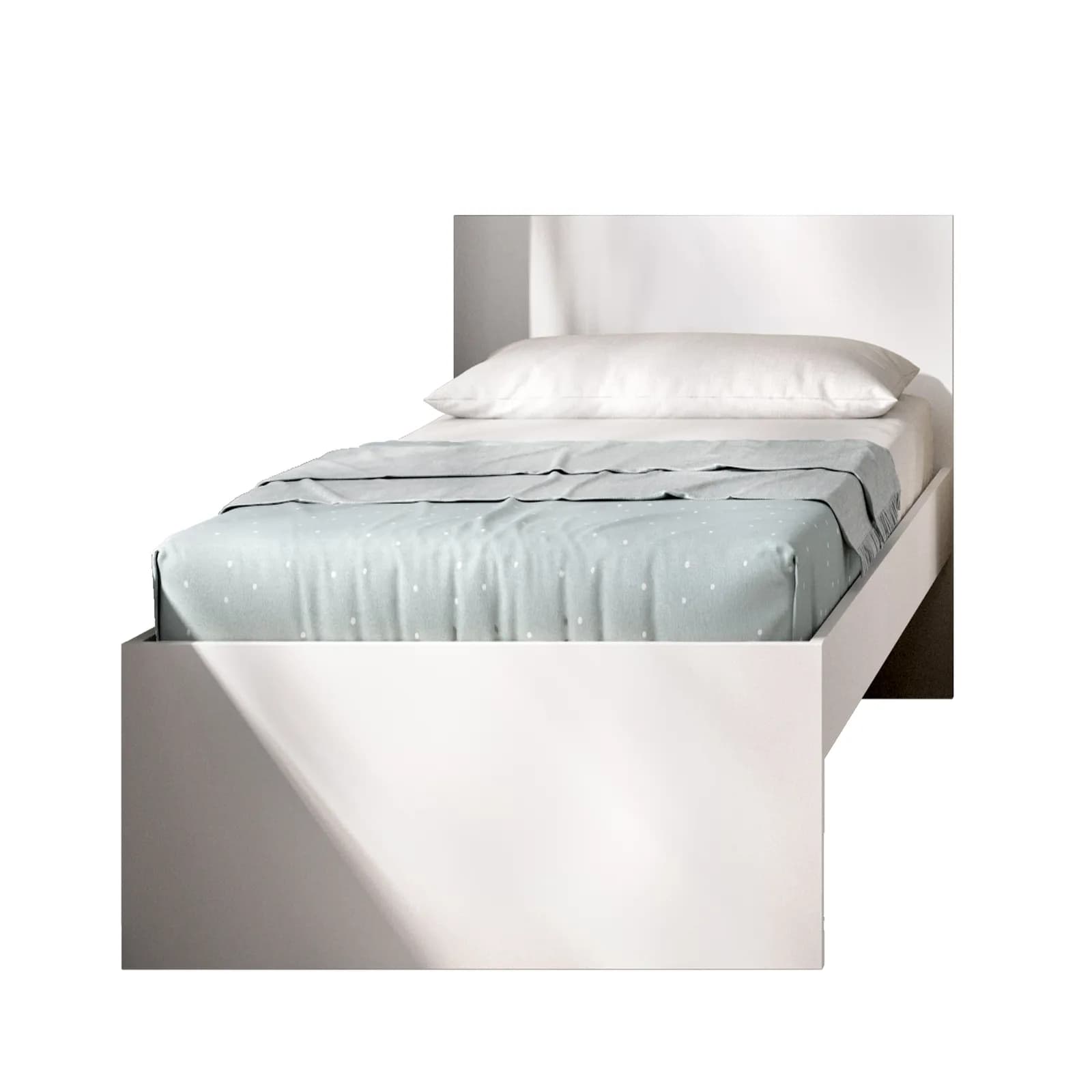 Letto singolo 90x190 cm in legno bianco con testata - Thera