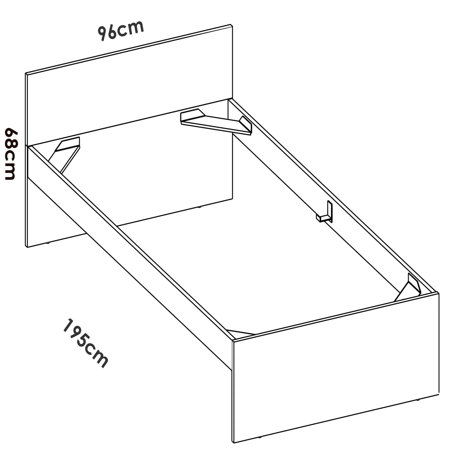 Letto singolo 90x190 cm in legno bianco con testata - Thera