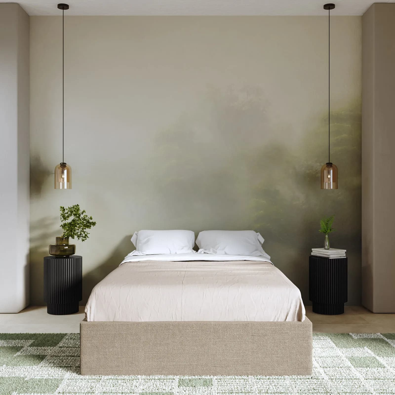Letto sommier una piazza e mezza 120x190 cm in tessuto effetto maglia tortora chiaro con contenitore - Luton