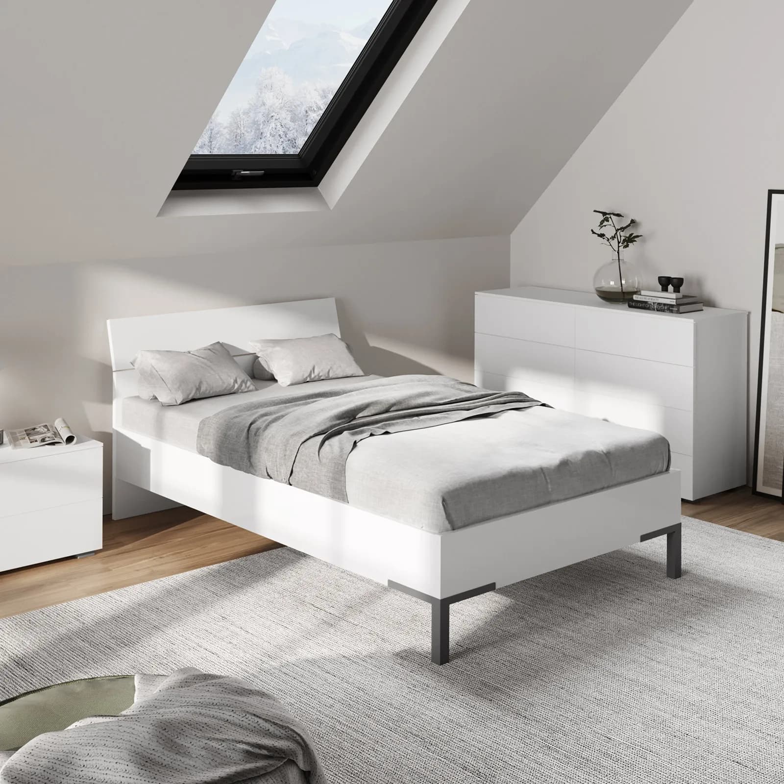 Letto una piazza e mezza 120x200 cm bianco lucido - Reina