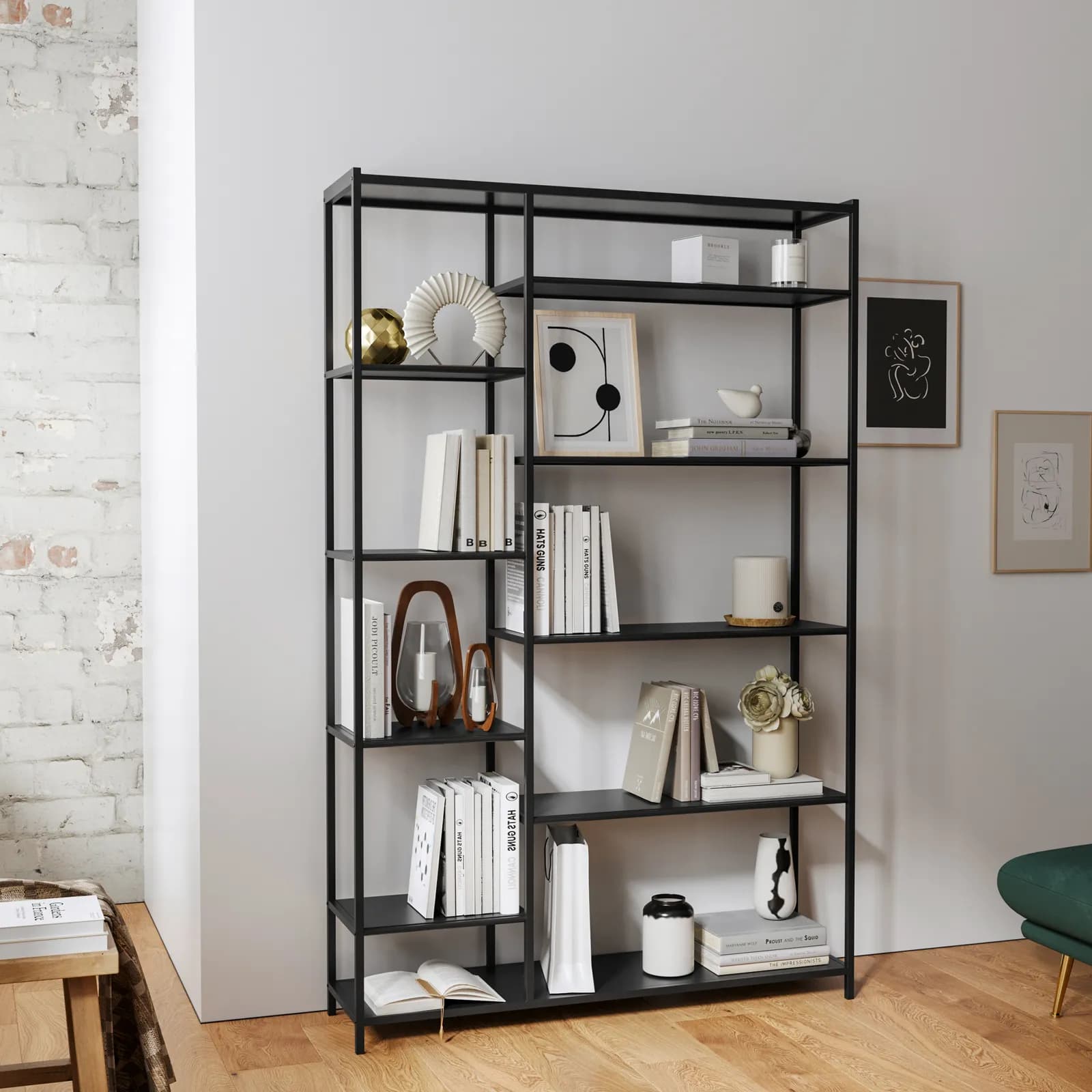Libreria 120x188h cm in metallo nero opaco - Madrigal