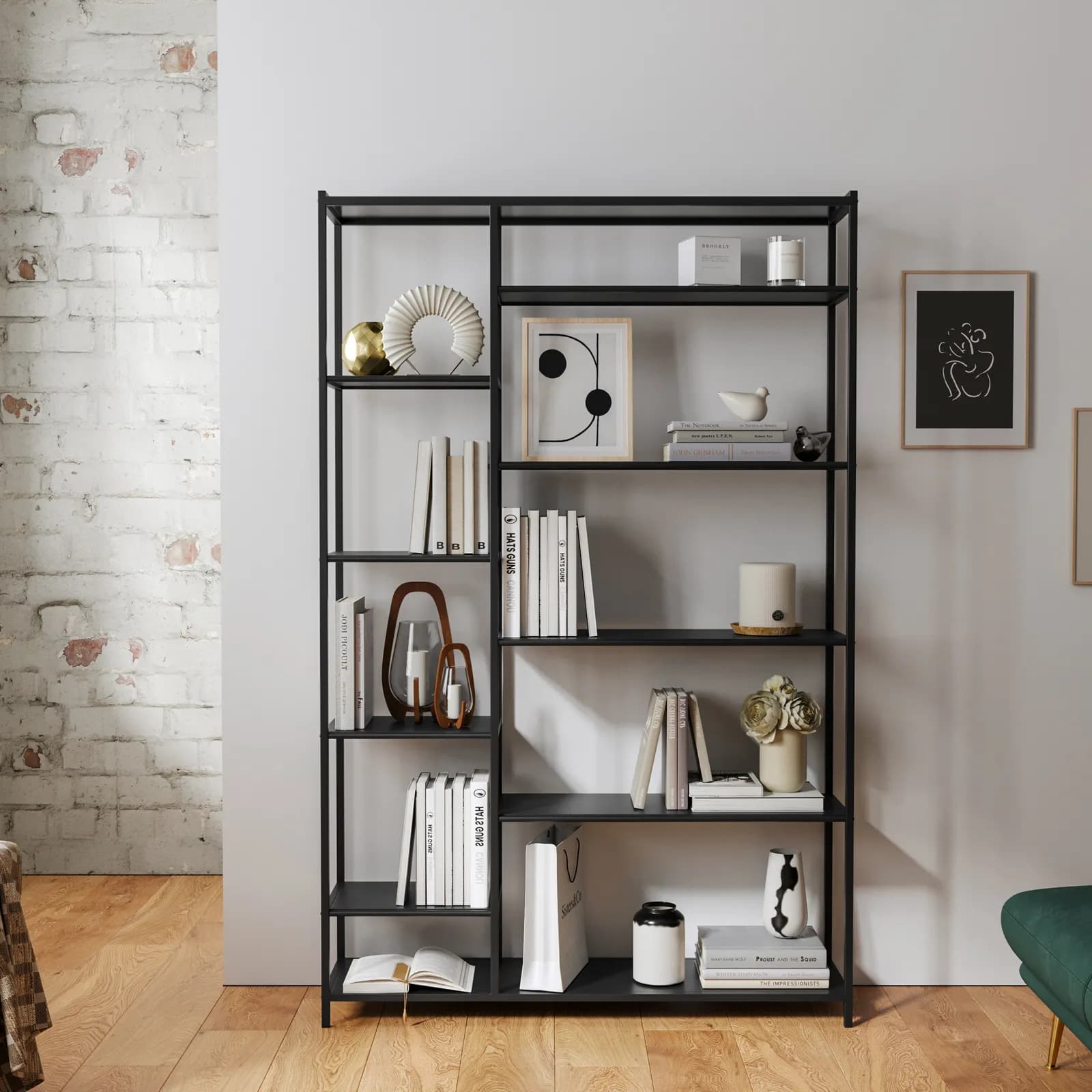 Libreria 120x188h cm in metallo nero opaco - Madrigal