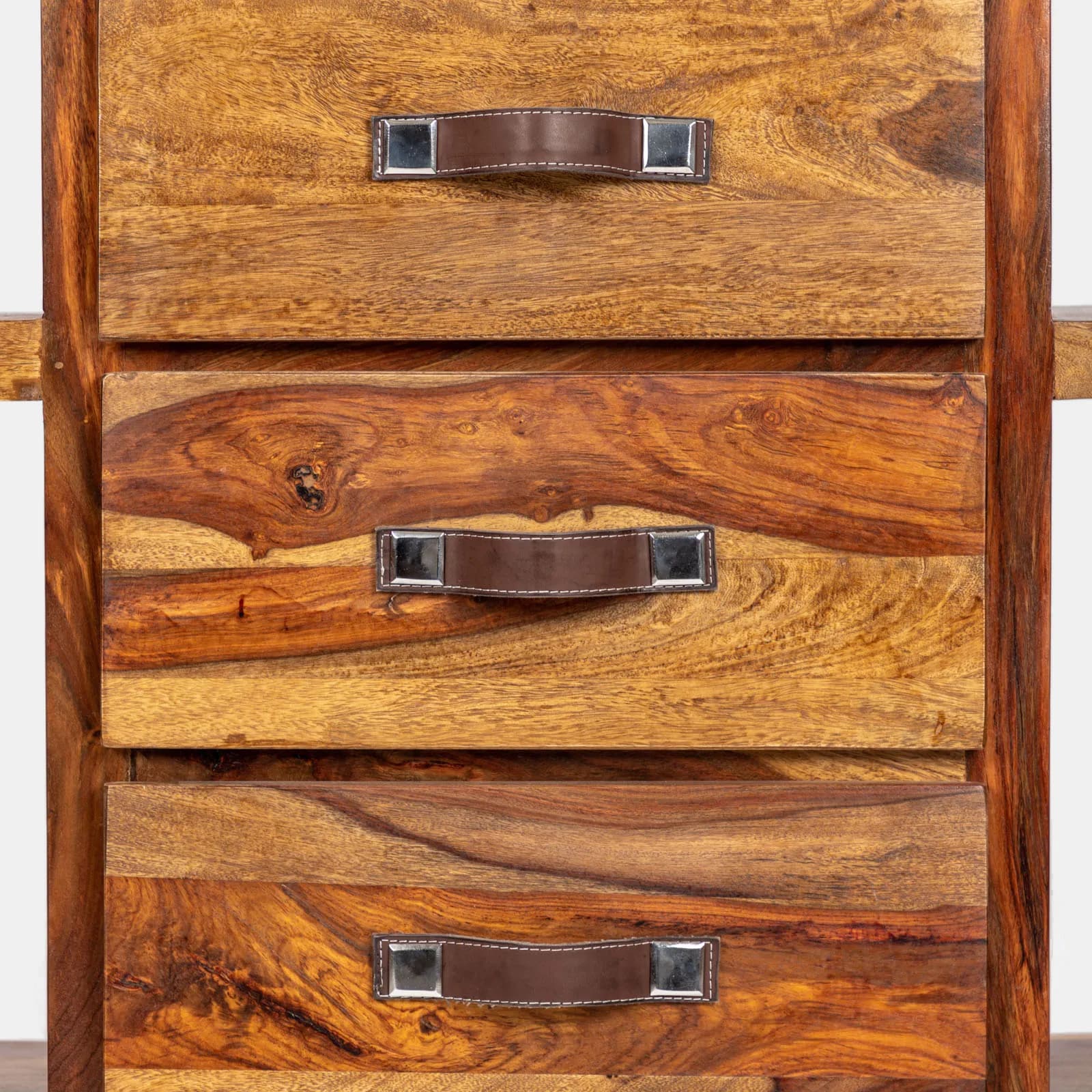 Libreria 148x181h cm in legno con vani a giorno e 4 cassetti - Freia Sheesham