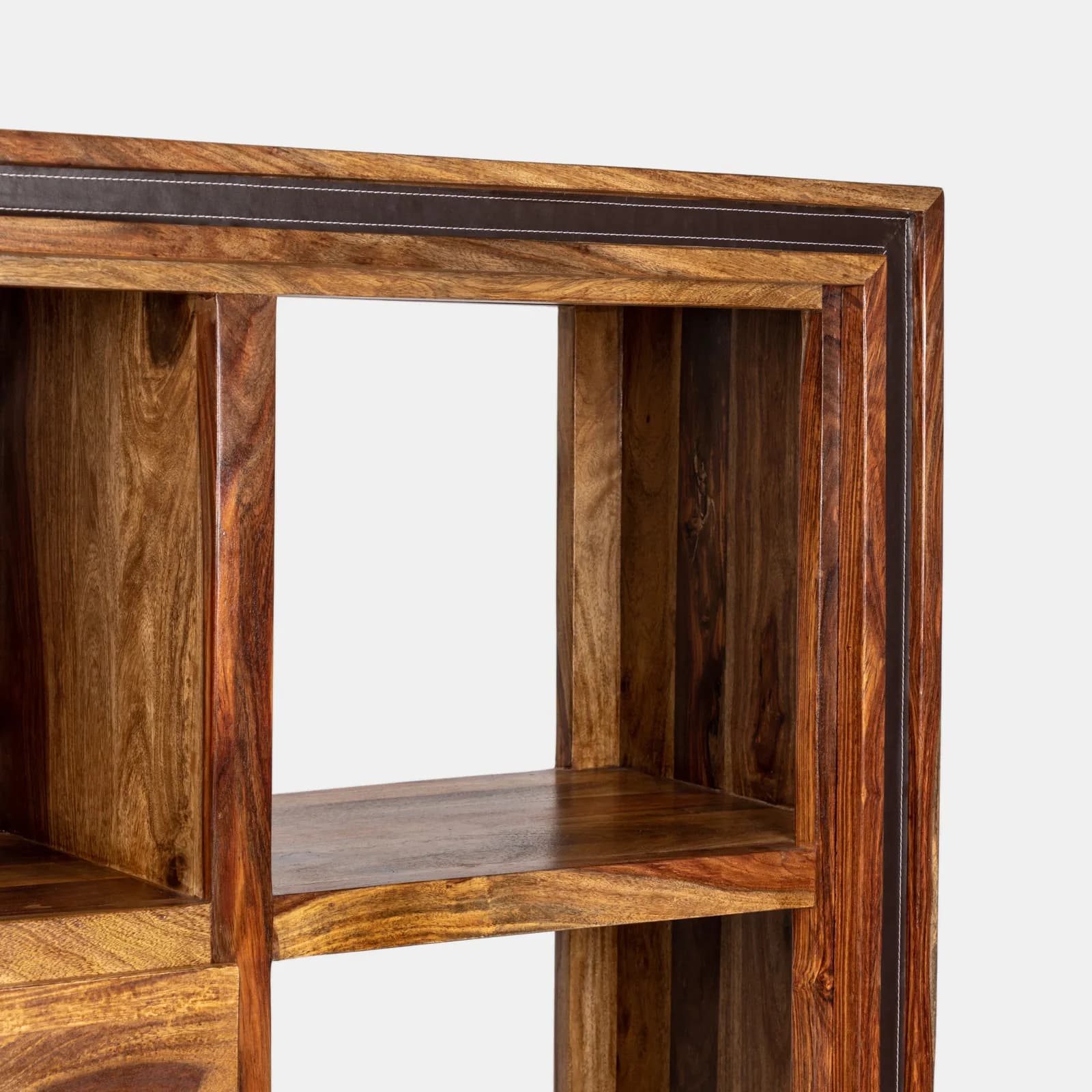 Libreria 148x181h cm in legno con vani a giorno e 4 cassetti - Freia Sheesham
