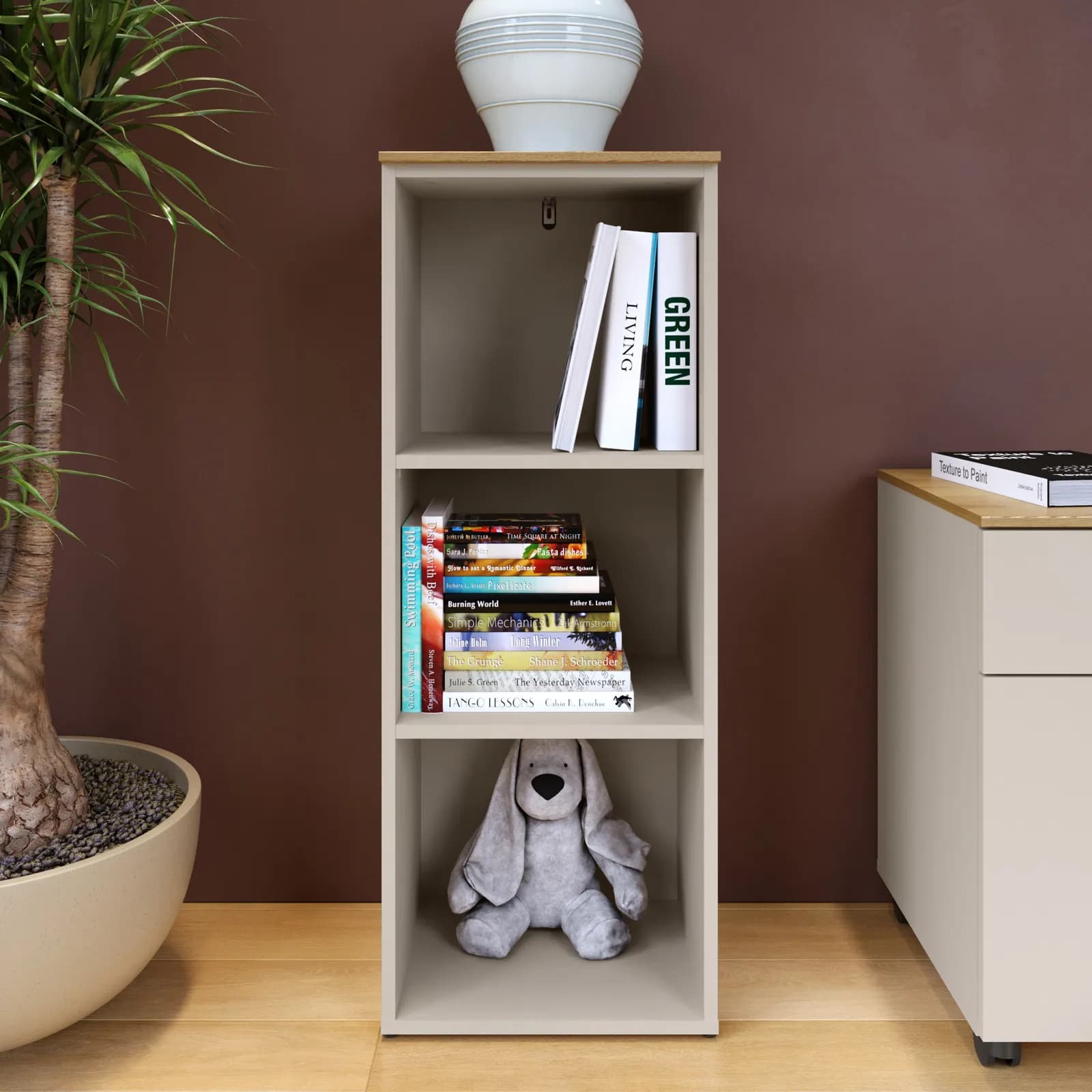 Libreria 40x105h cm cashmere opaco e top rovere artisan - Pavel