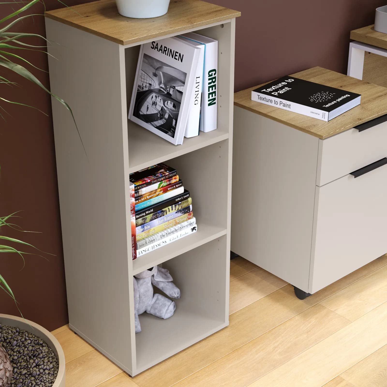 Libreria 40x105h cm cashmere opaco e top rovere artisan - Pavel