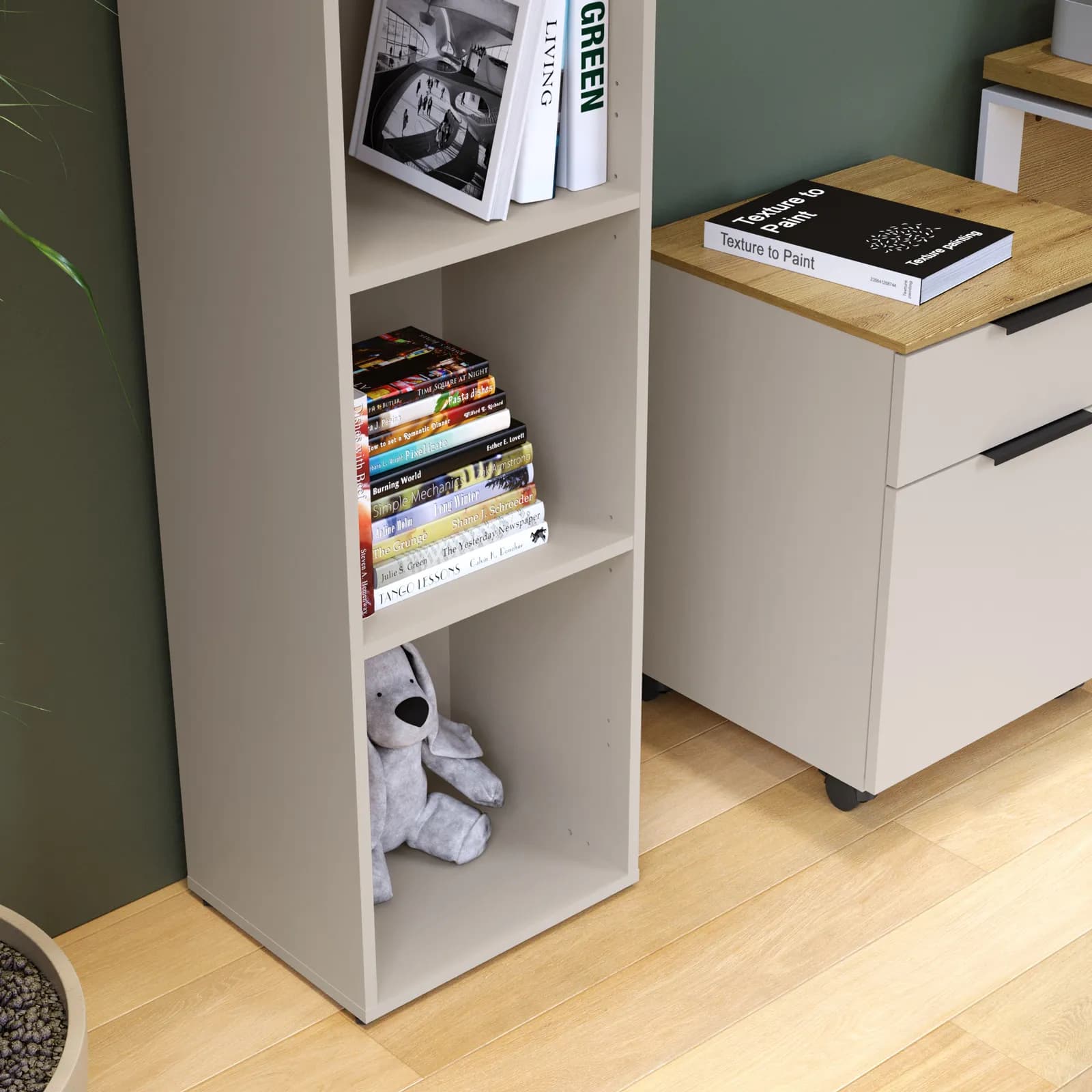 Libreria 40x202h cm cashmere opaco e top rovere artisan - Pavel