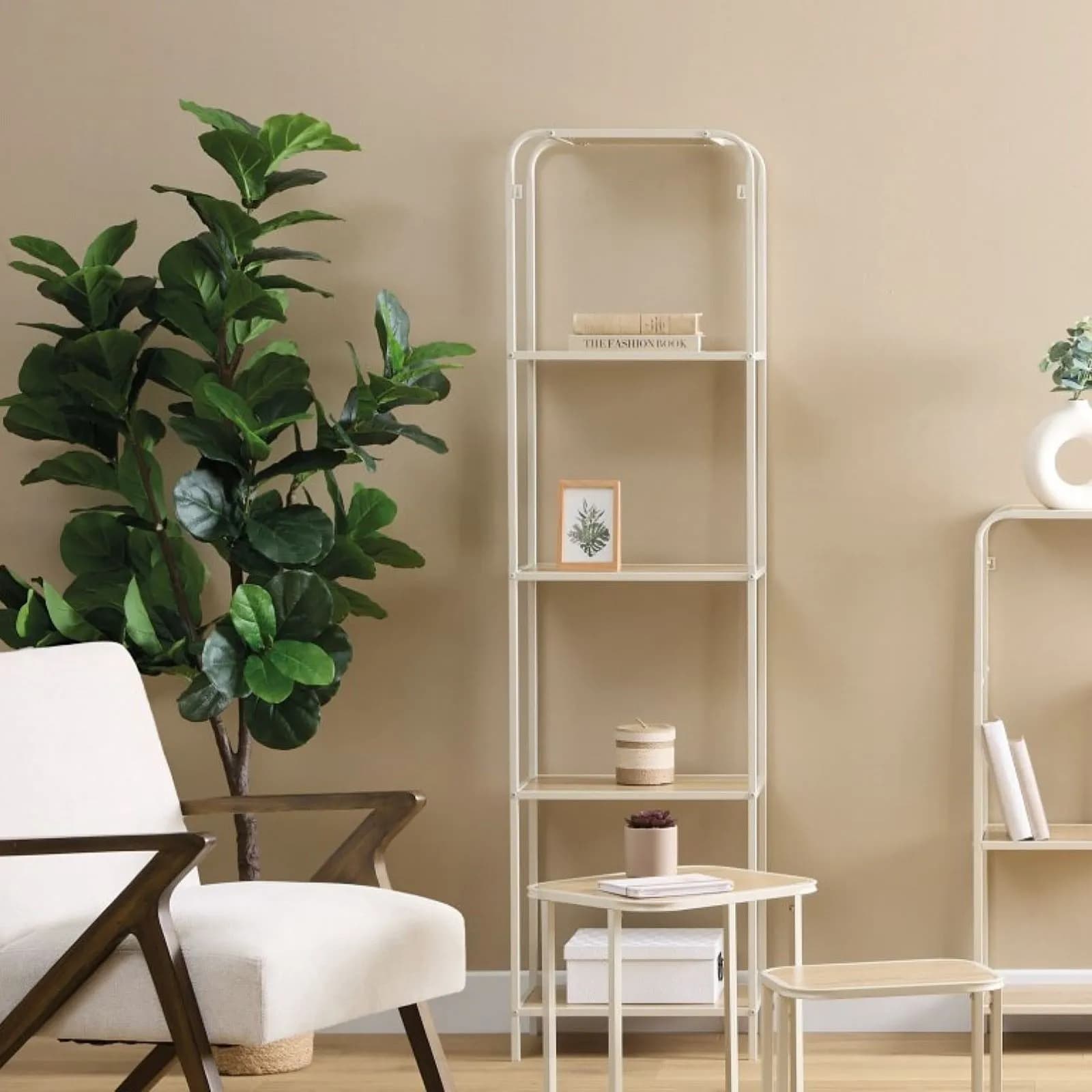 Libreria 45x170h cm in legno e acciaio beige - Sugar