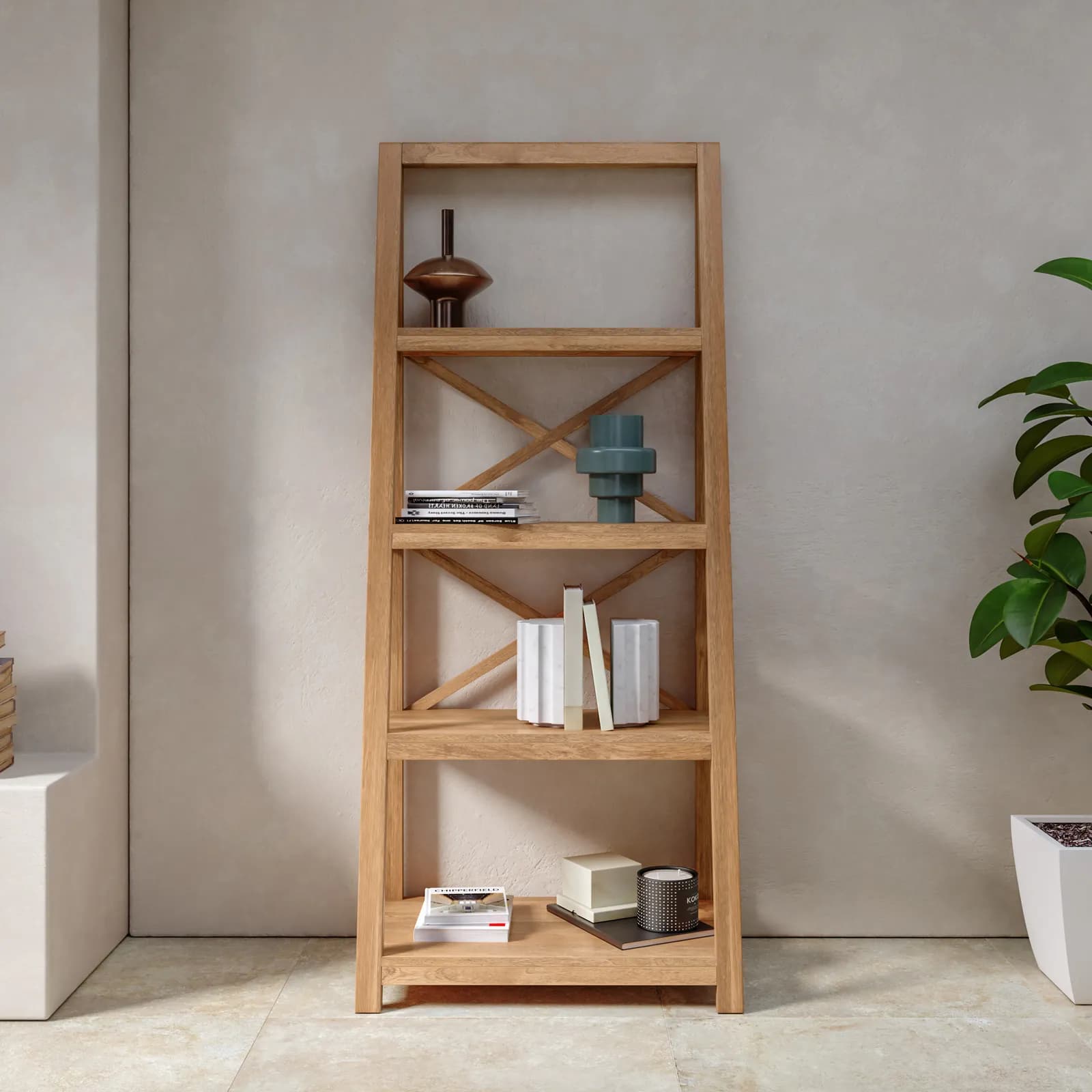Libreria 75x175h cm con ripiani in legno di acacia - Cadark