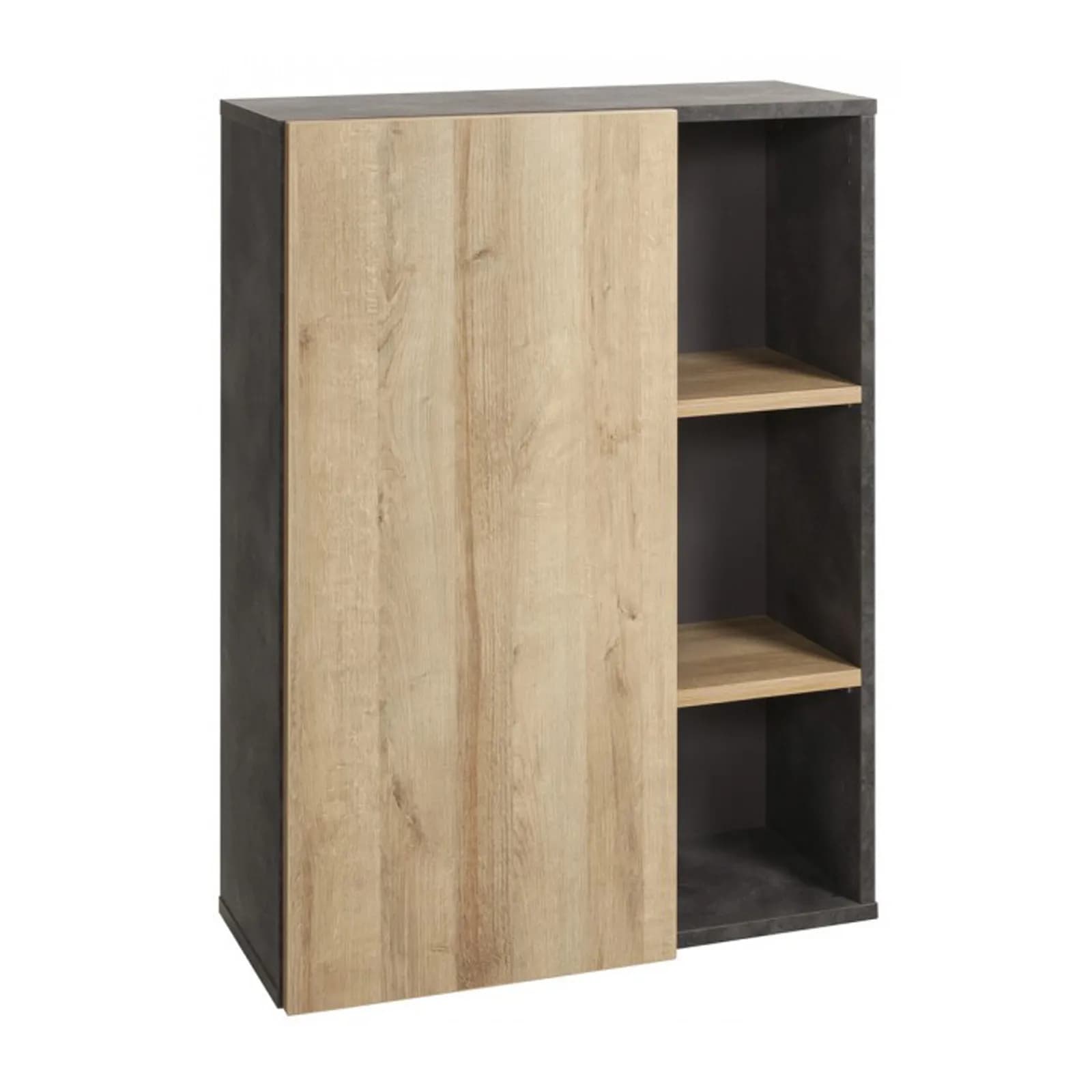 Libreria 80x111 cm grigio tadao con anta rovere artisan - Wells