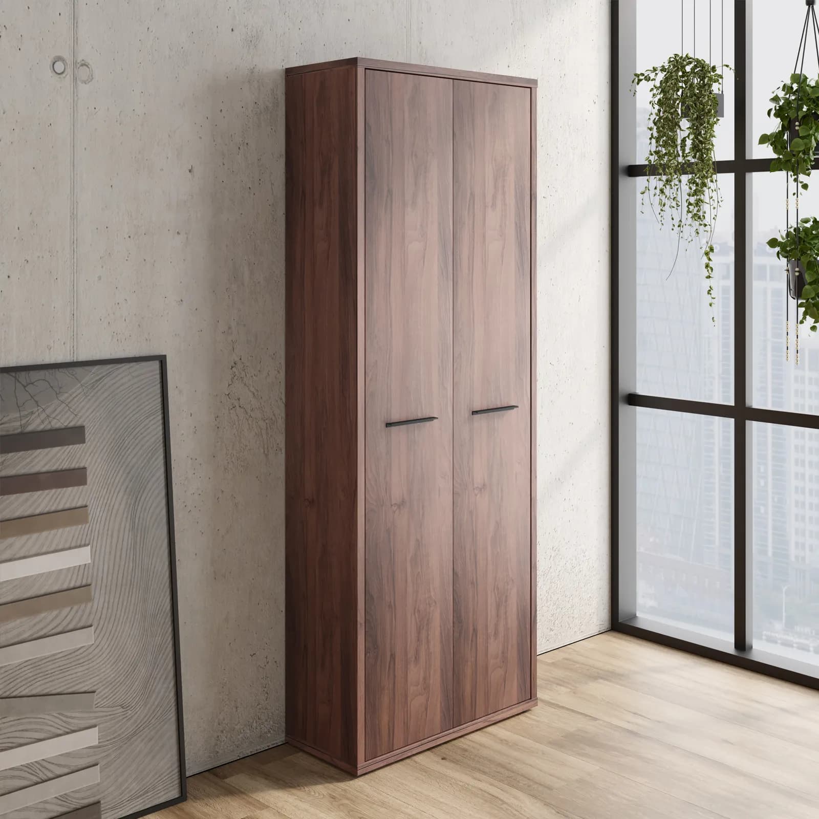 Mobile multiuso 82x217h cm noce brera con 2 ante - Historic brown