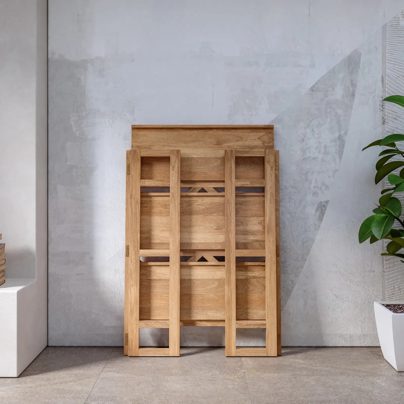 Libreria 90x118h cm con ripiani in legno di acacia - Cadark
