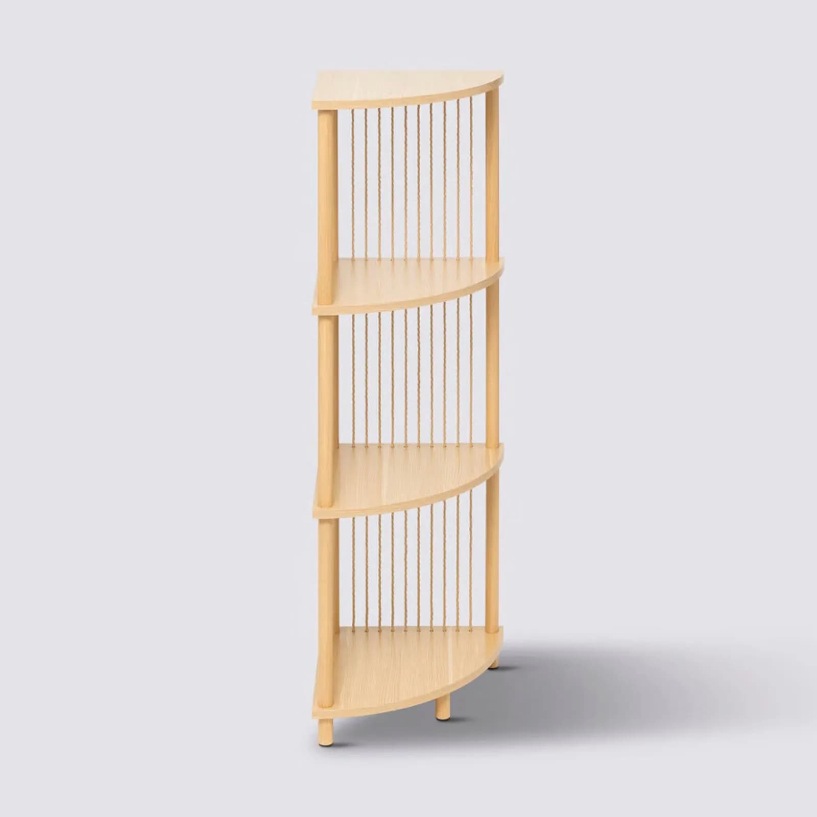 Libreria angolare 34x110h cm in legno naturale e intreccio in corda - Vintgar