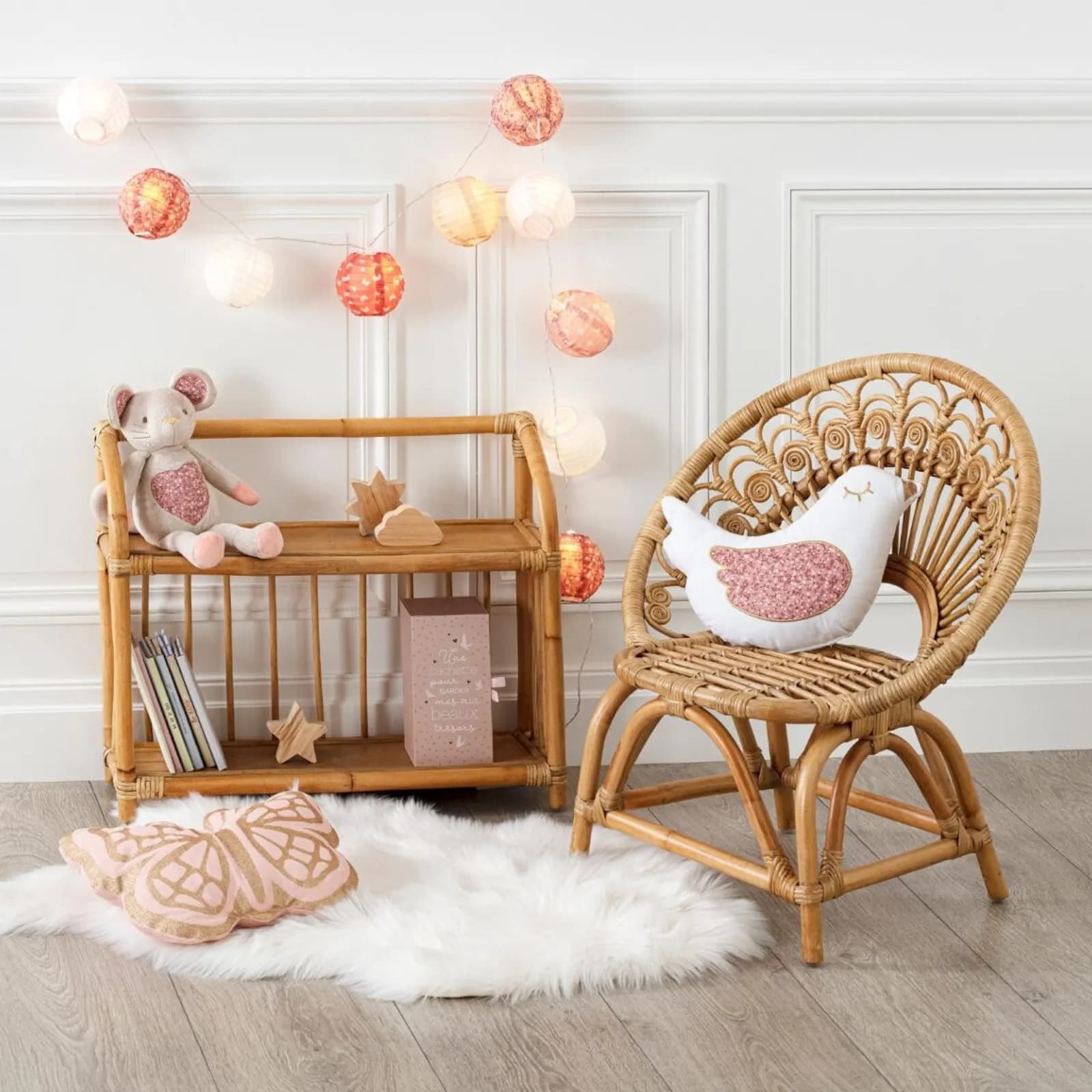 Libreria per bambini 60x50h cm in legno rattan - Rattantouille