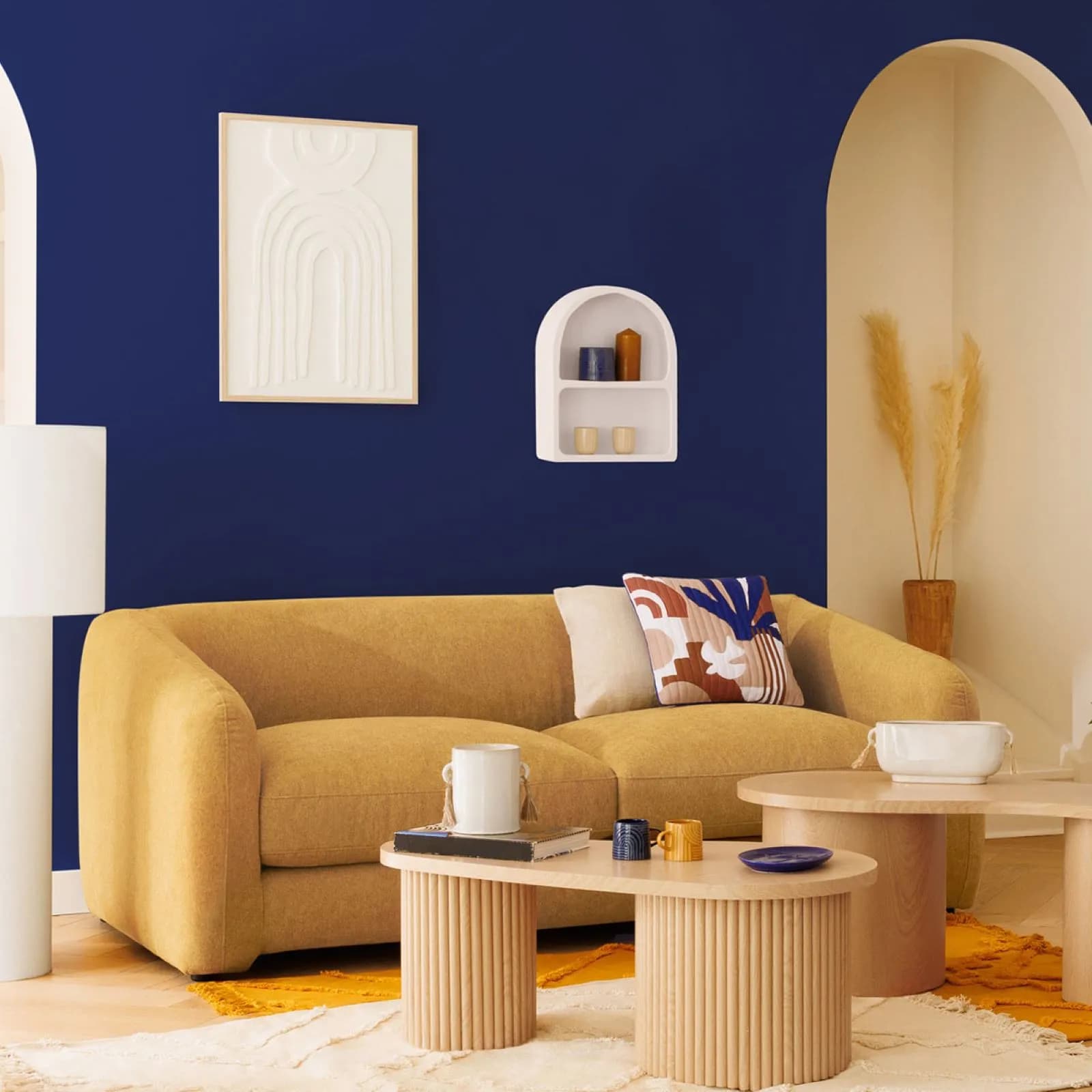 Libreria sospesa 35x45h cm in legno effetto pietra bianco con 2 ripiani - Taisha