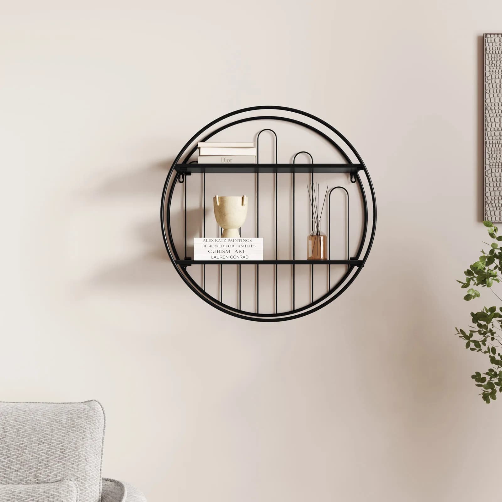 Libreria sospesa rotonda 55 cm in metallo nero - Mores