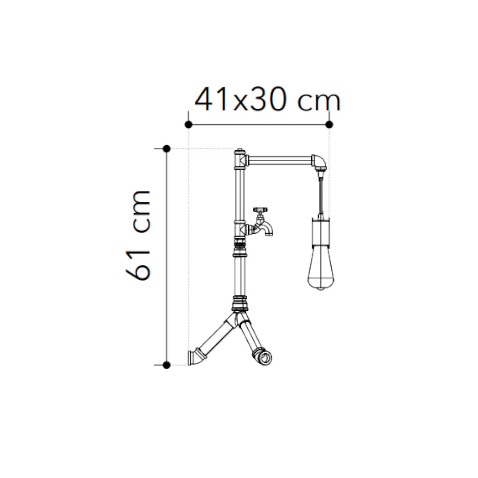 Lampada da tavolo stile industrial 61h cm in metallo effetto ruggine