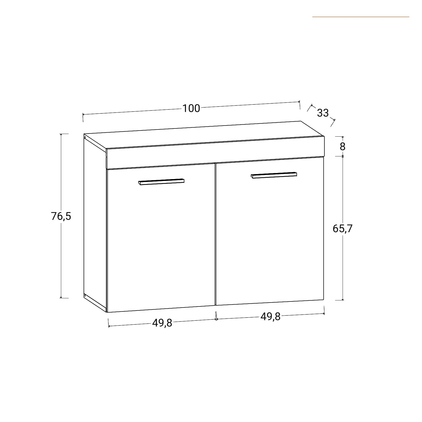 Madia 100x77h cm a 2 ante effetto rovere soft e bianco - Ayer