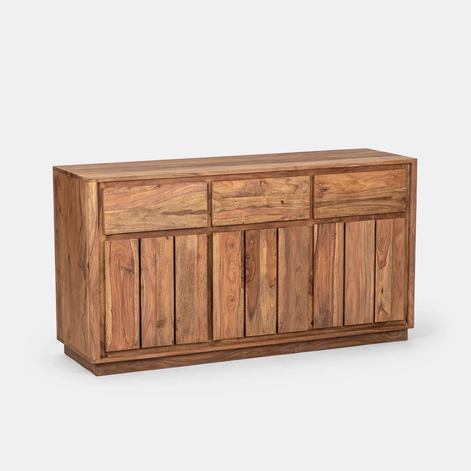 Madia 145 cm in legno con tre ante e tre cassetti - Freia Sheesham