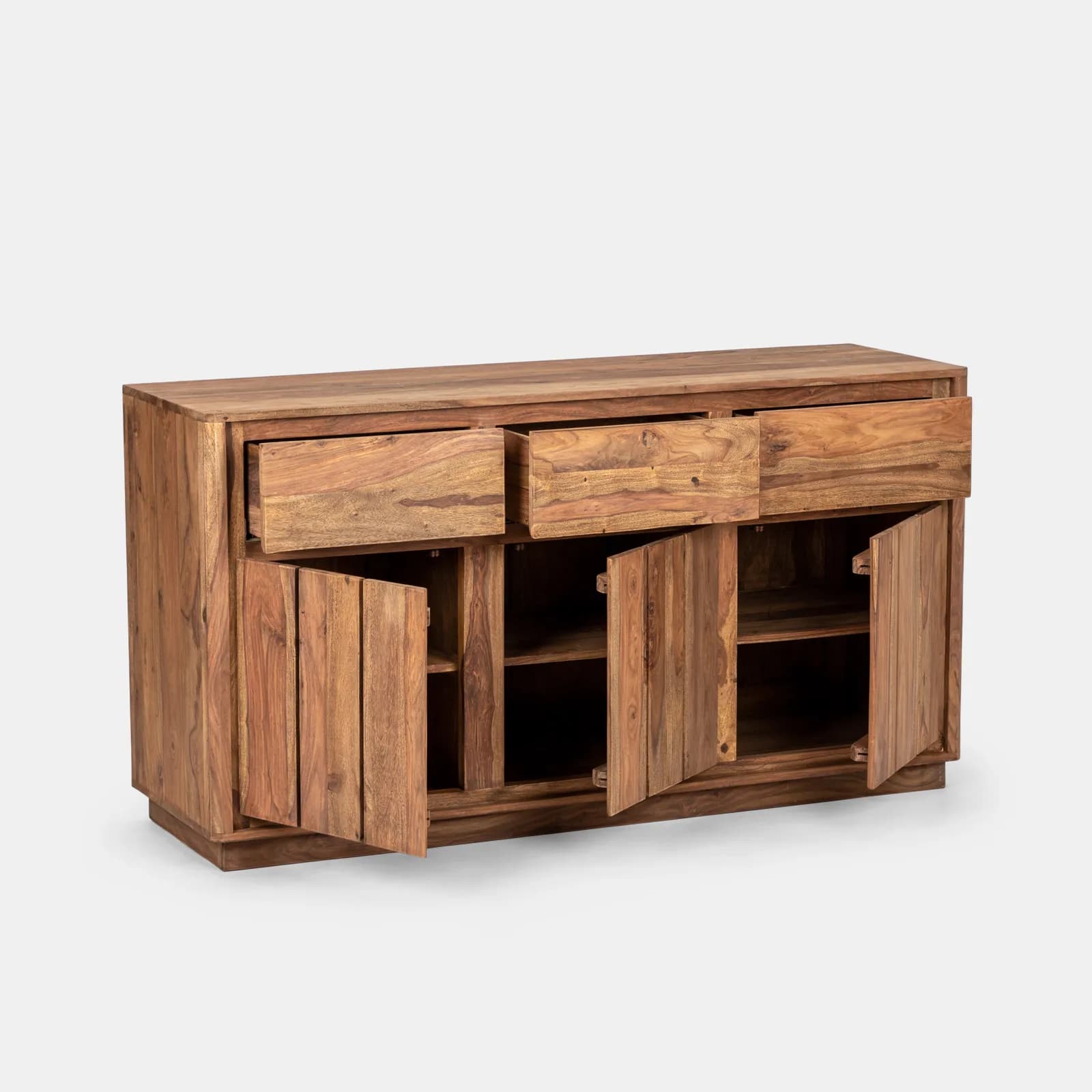 Madia 145 cm in legno con tre ante e tre cassetti - Freia Sheesham