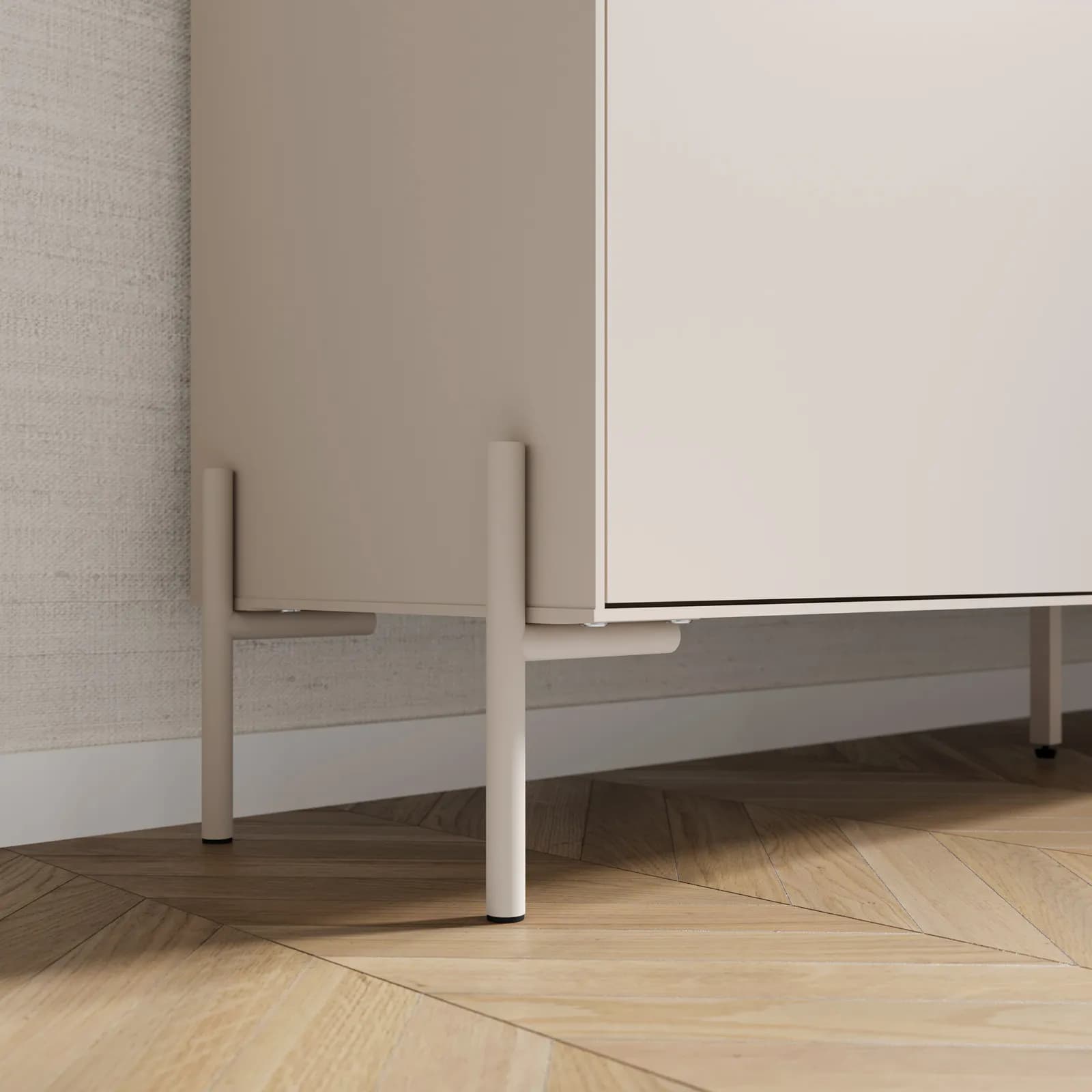 Madia 150x78h cm rovere scuro e cashmere con 3 cassetti e 1 anta - Lygnes