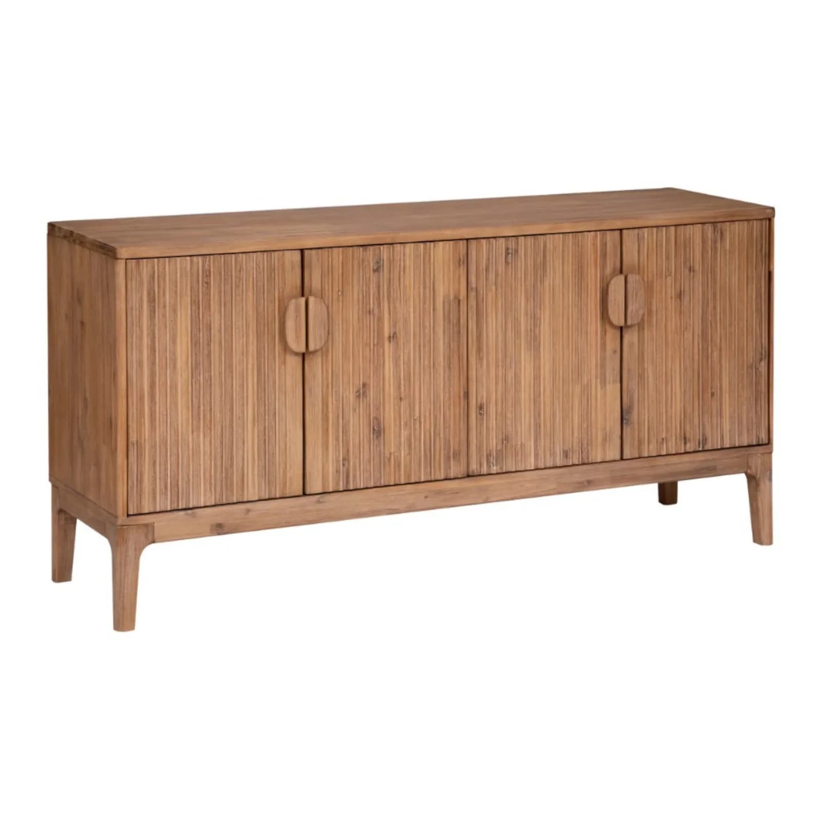 Madia 160x80h cm in legno di acacia cannettato naturale con 4 ante - Camilla