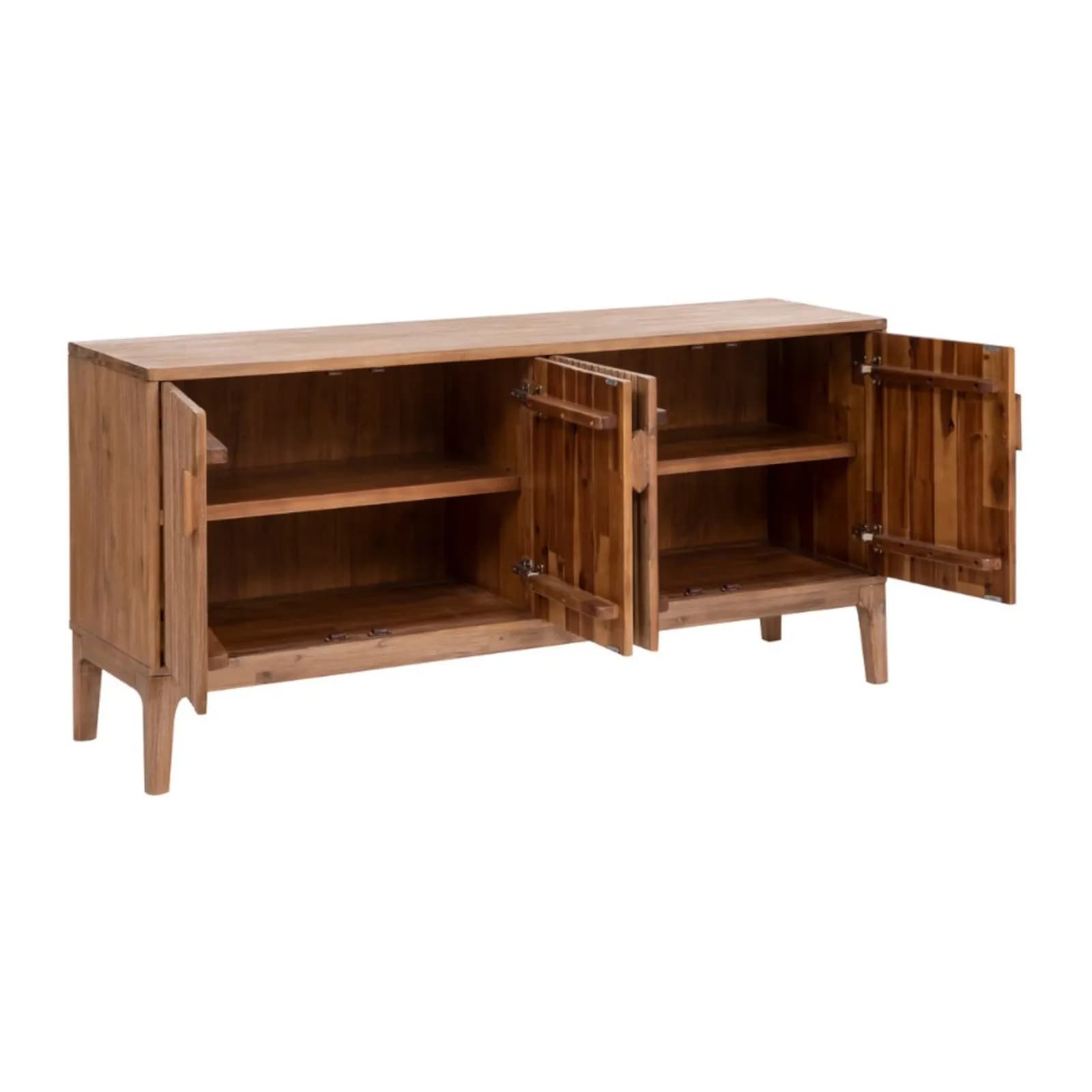 Madia 160x80h cm in legno di acacia cannettato naturale con 4 ante - Camilla