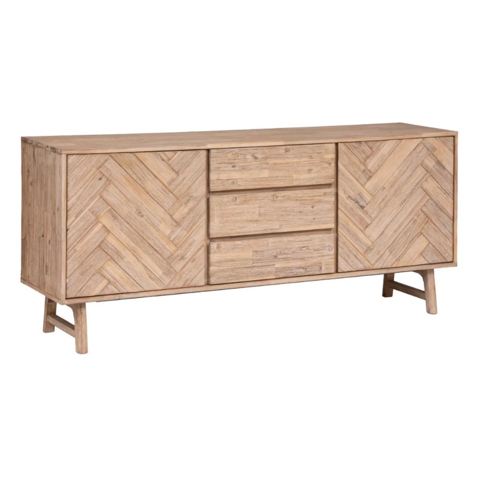 Madia 180x80h cm con 2 ante e 3 cassetti in legno di acacia parquet - Arianne