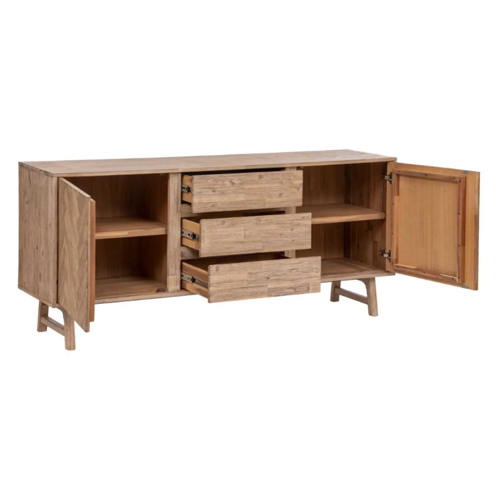 Madia 180x80h cm con 2 ante e 3 cassetti in legno di acacia parquet - Arianne