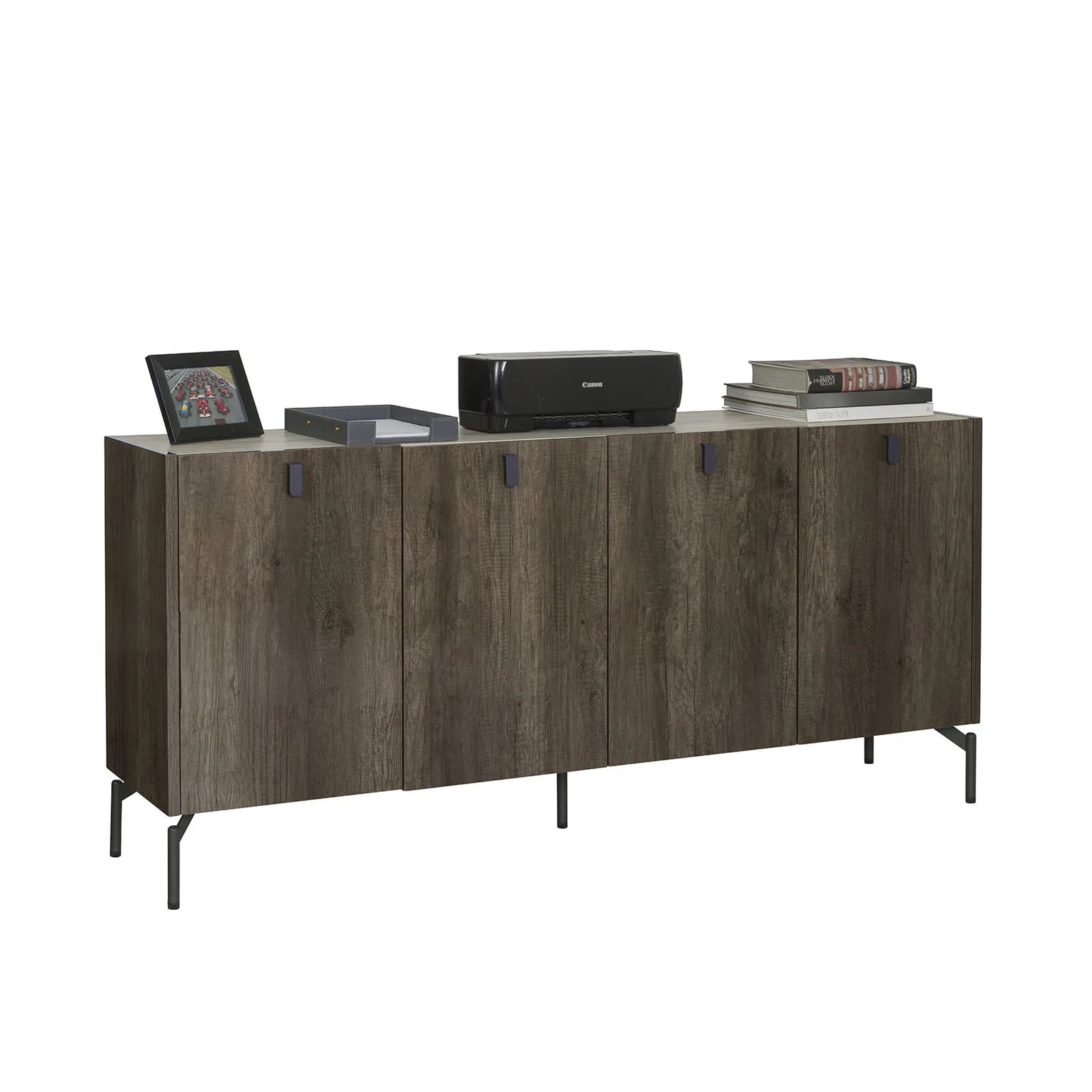 Madia 180x83h cm top effetto marmo con 4 ante rovere canyon - Pavel