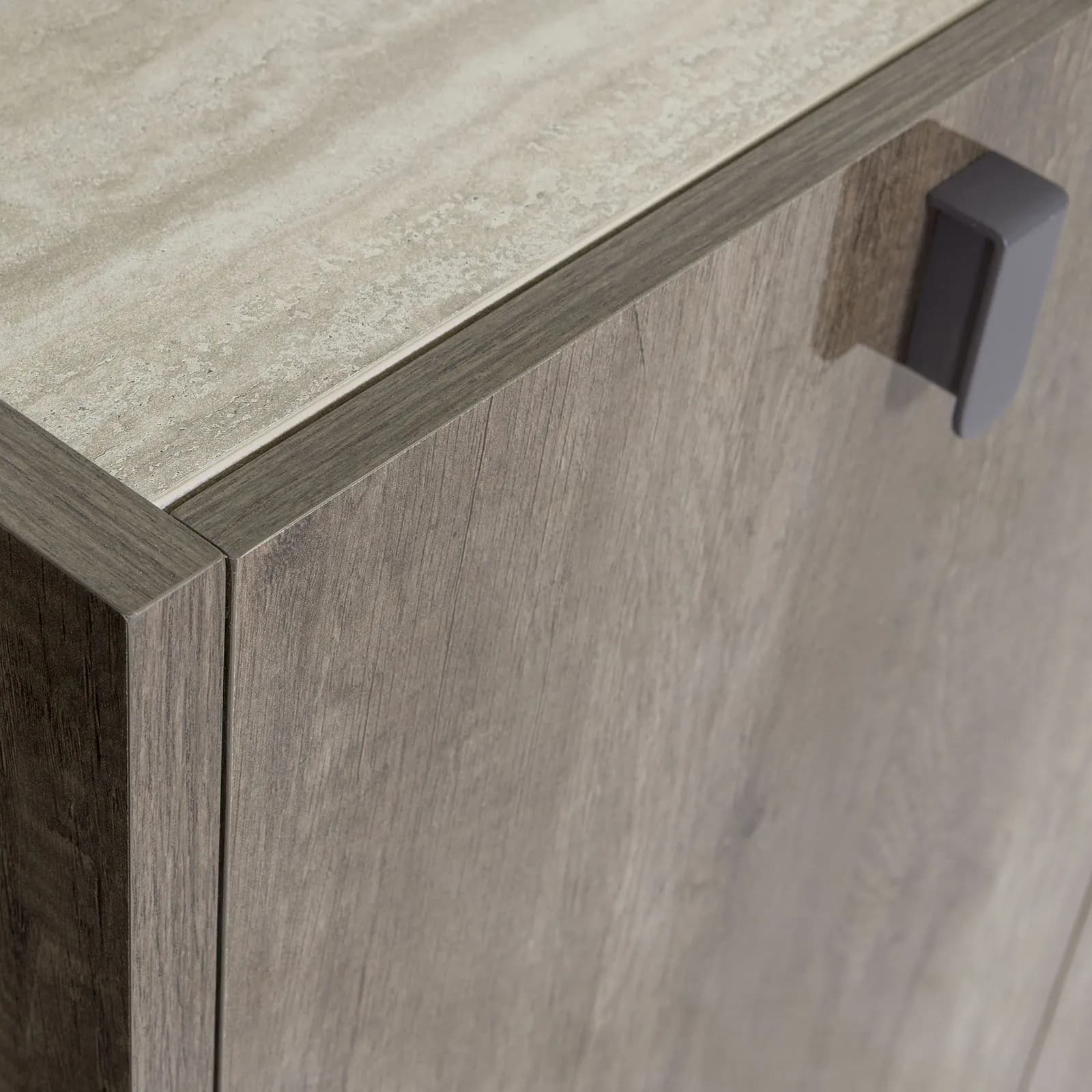 Madia 180x83h cm top effetto marmo con 4 ante rovere canyon - Pavel