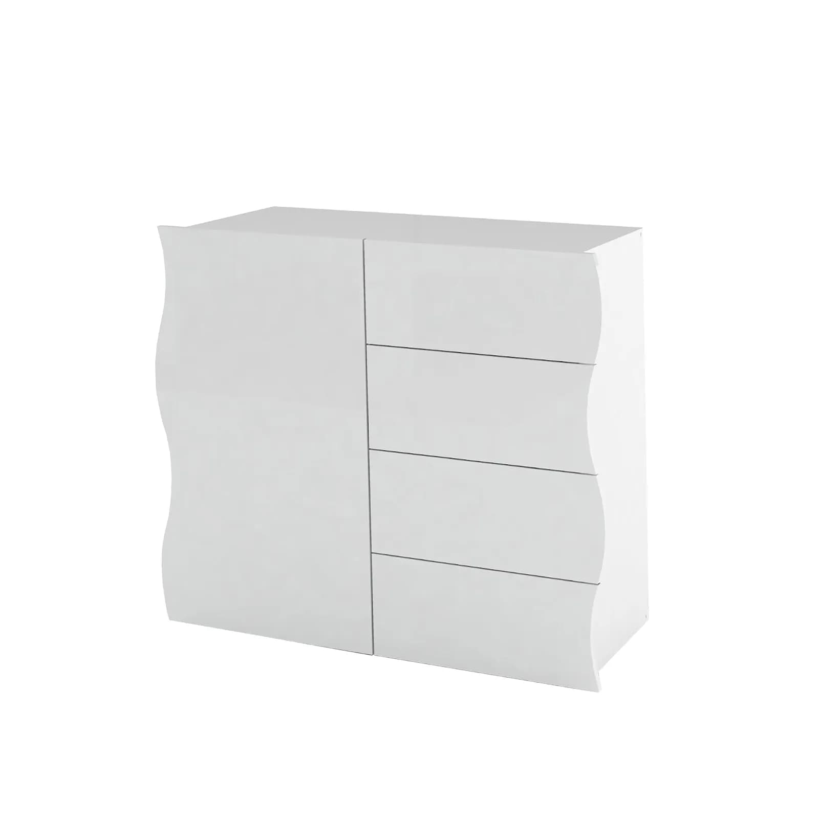 Madia 90x81h cm con 1 anta e 4 cassetti bianco lucido - Moss