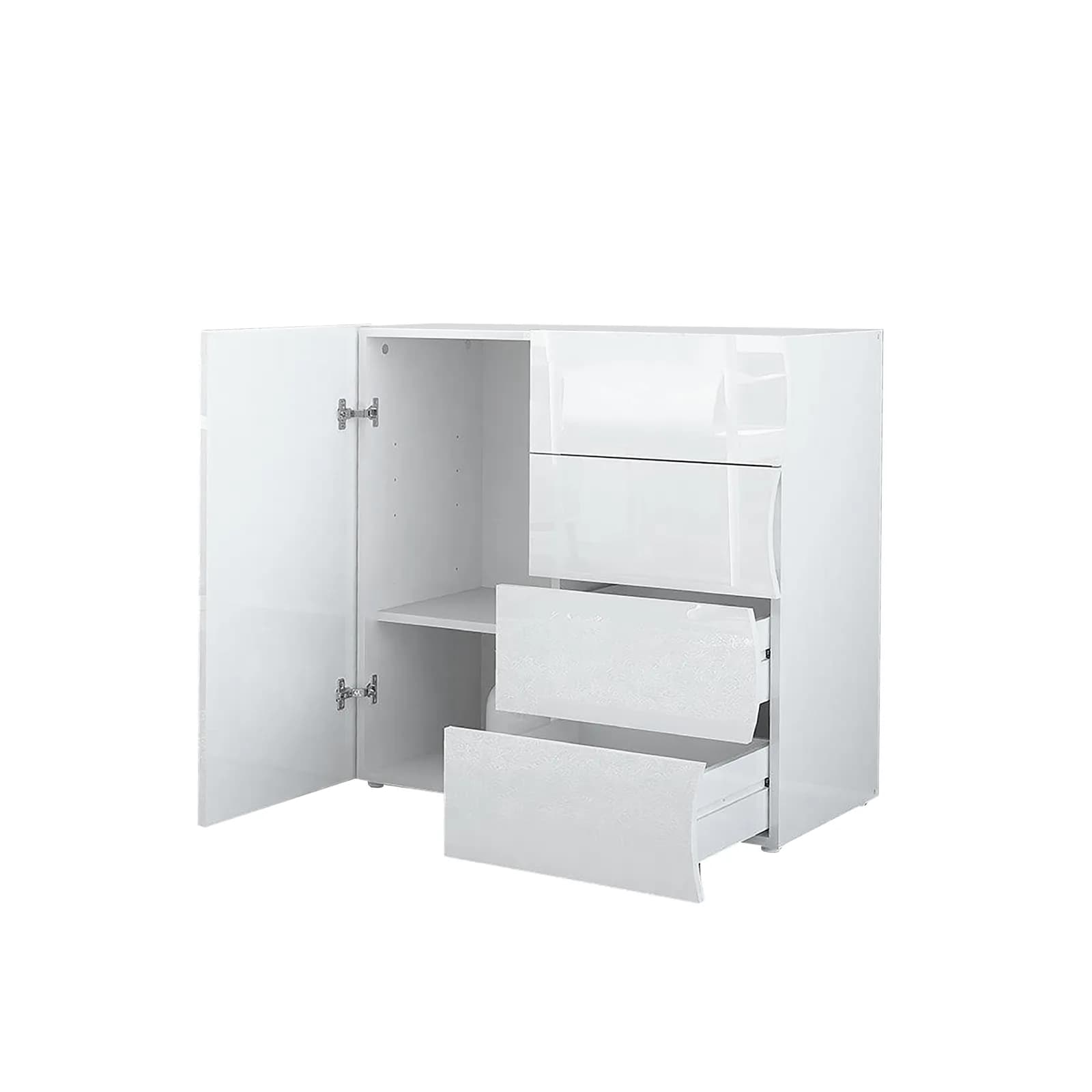 Madia 90x81h cm con 1 anta e 4 cassetti bianco lucido - Moss