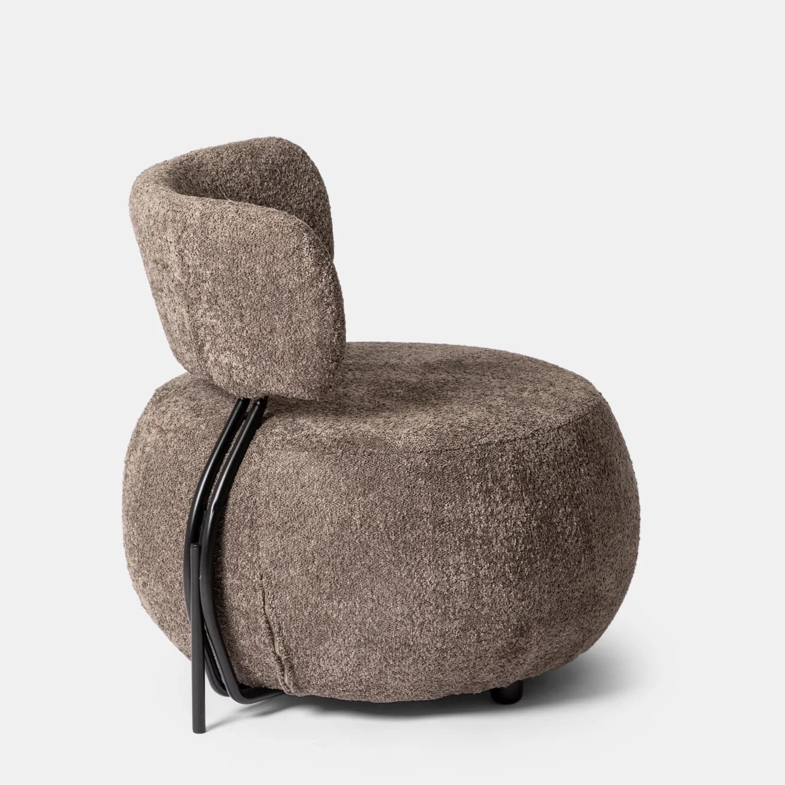 Maxi poltrona in tessuto bouclé cacao con schienale - Jackie