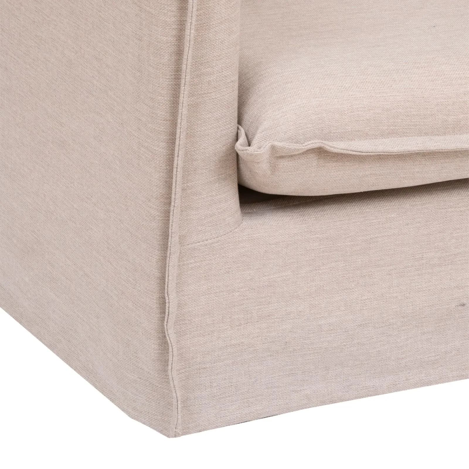 Maxi poltrona sfoderabile in tessuto effetto lino beige con cuscini - Noemi