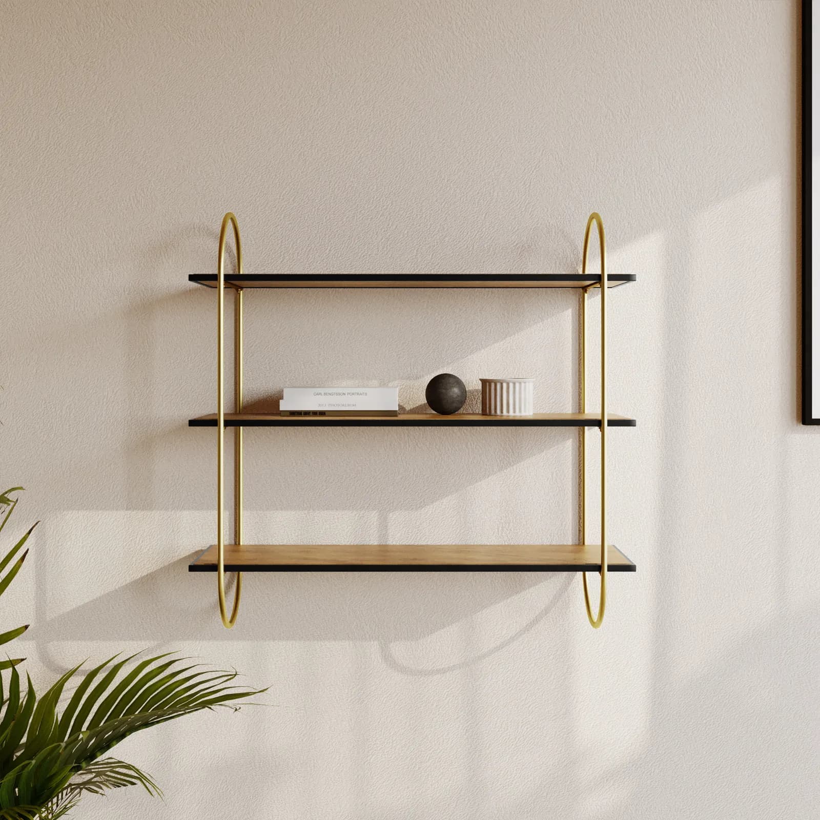 Mensola 82x25 cm in legno noce con 3 ripiani - Trabea