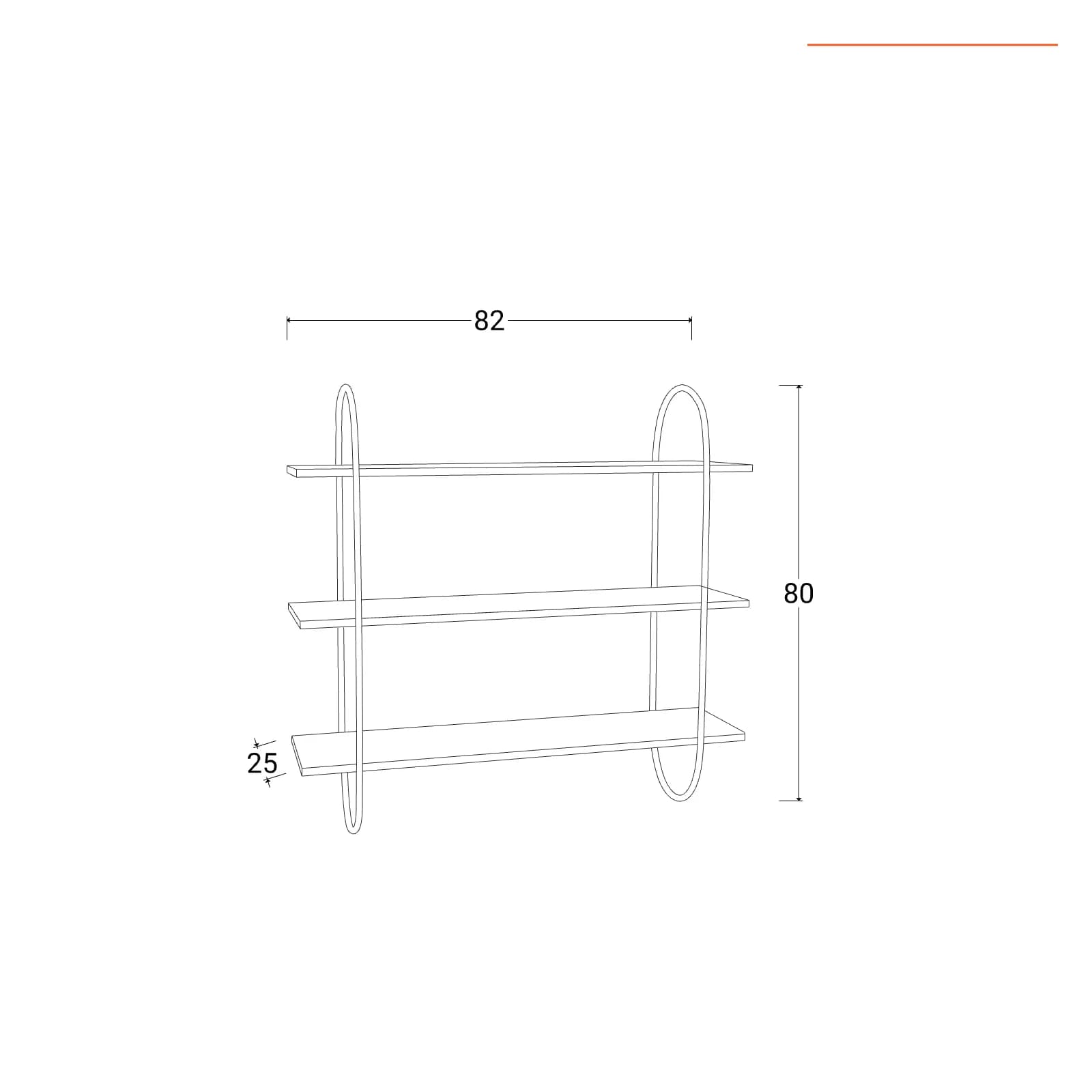 Mensola 82x25 cm in legno noce con 3 ripiani - Trabea