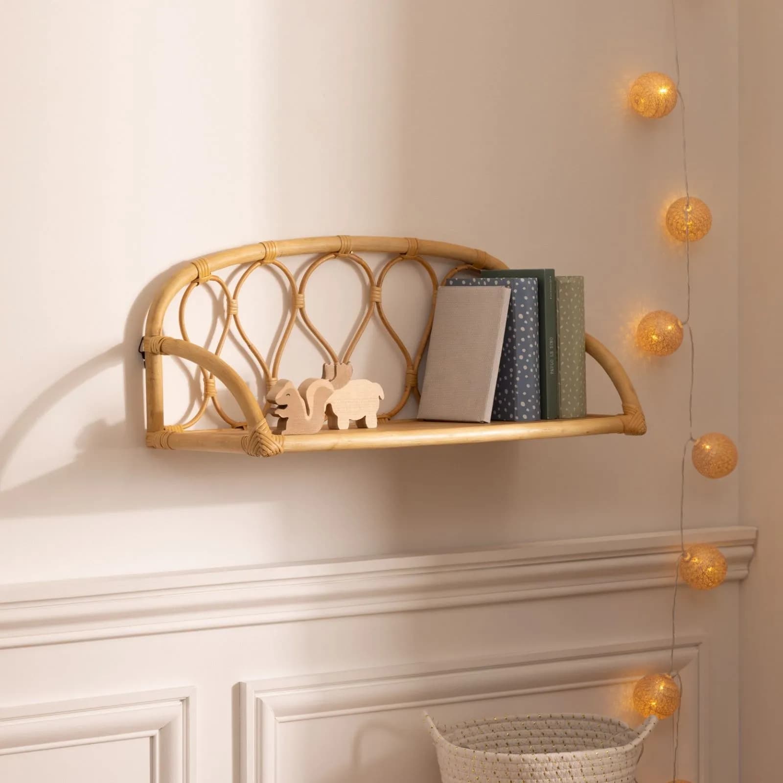 Mensola per bambini 57x24h cm in legno rattan - Rattantouille