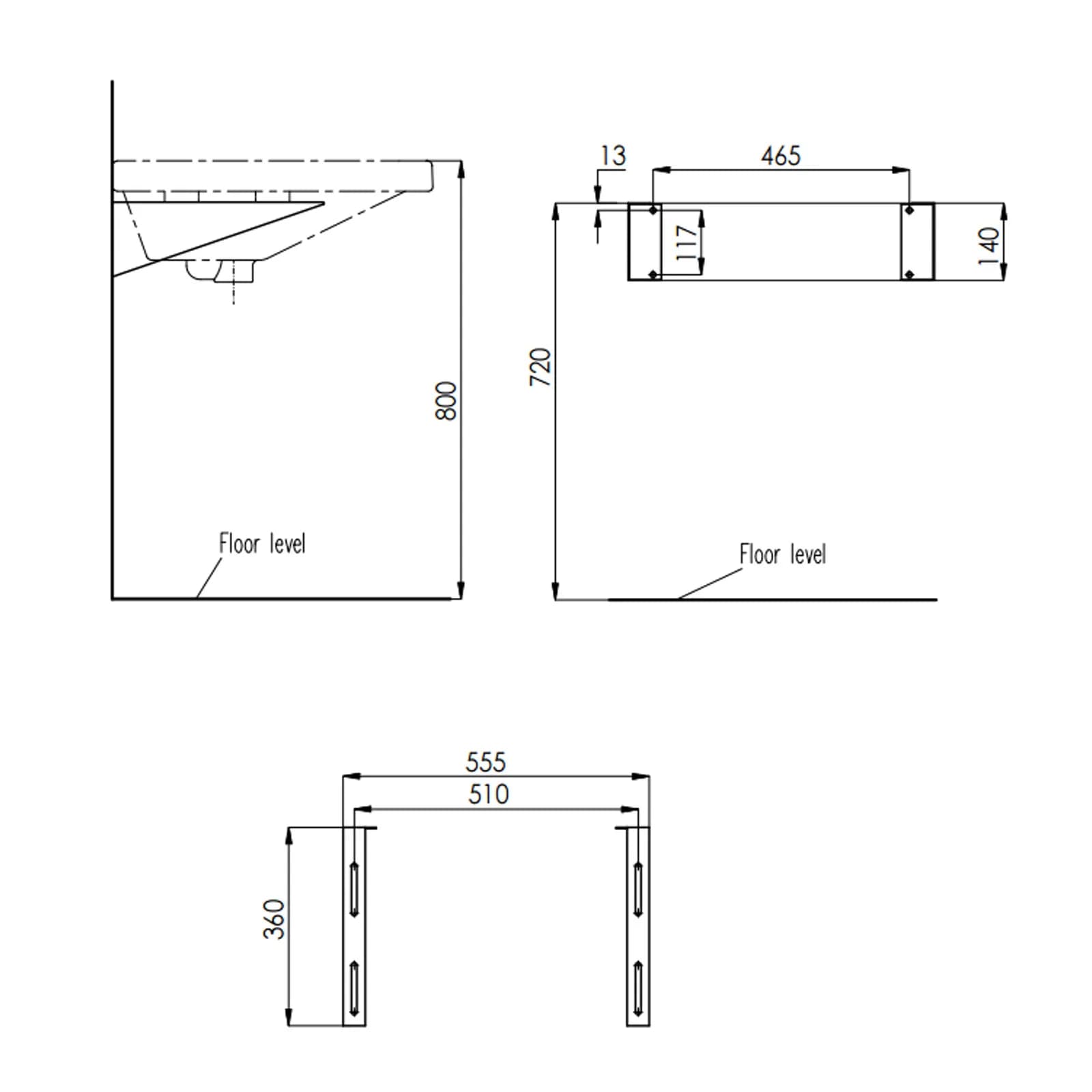 Mensole fisse per lavabo accessibile Osiride Sanitosco accessori installazione