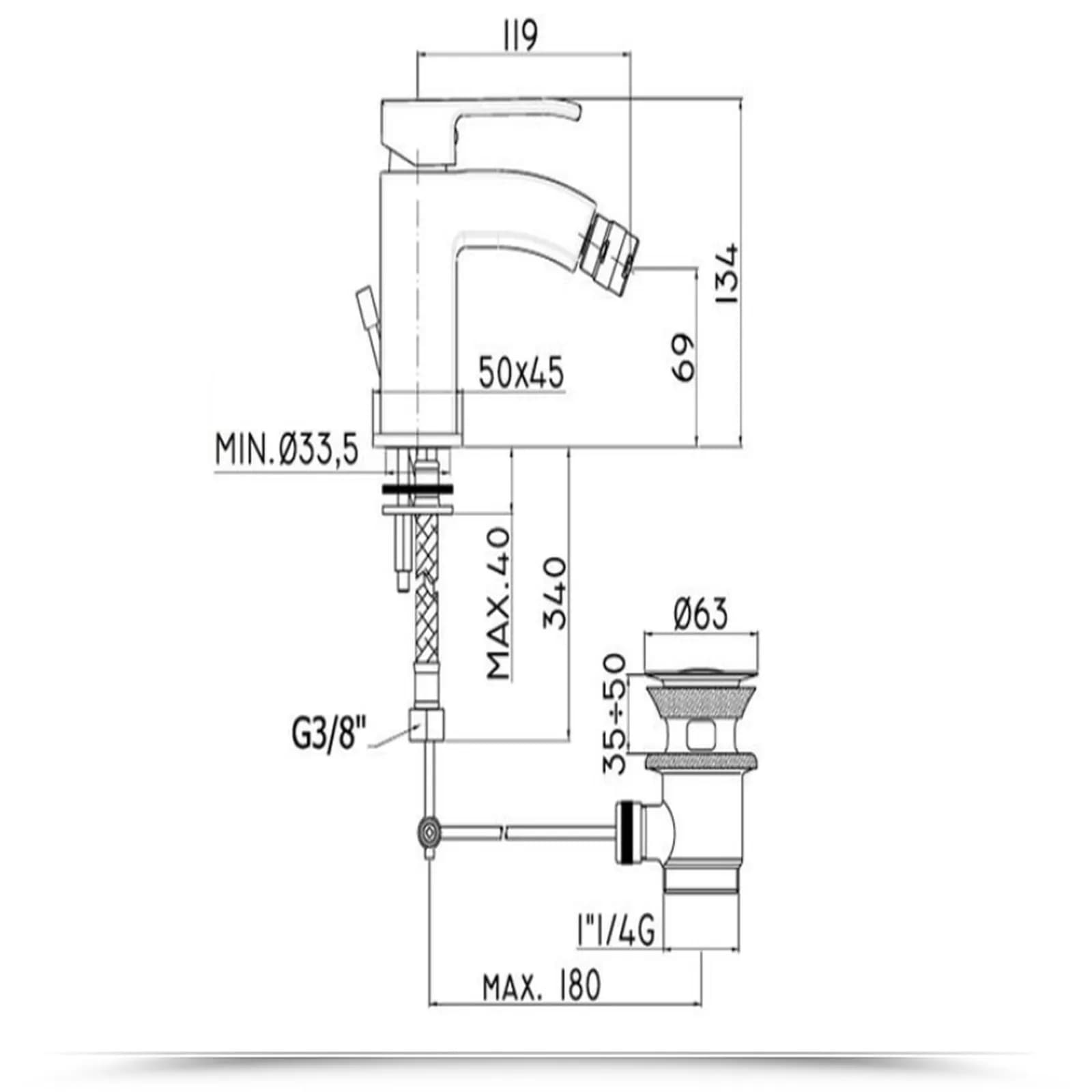 Miscelatore bidet con scarico automatico cromato - Level di Paffoni
