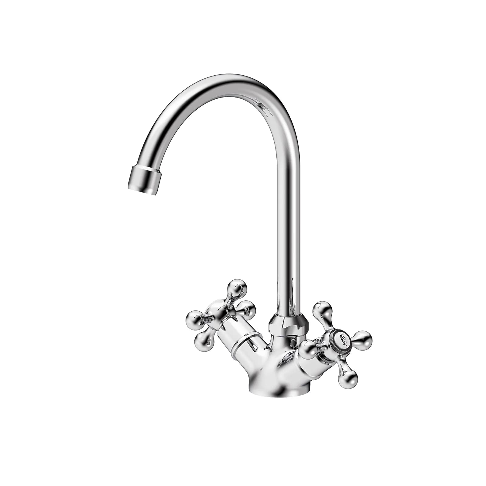 Miscelatore canna alta per lavello in ottone cromo - Niru