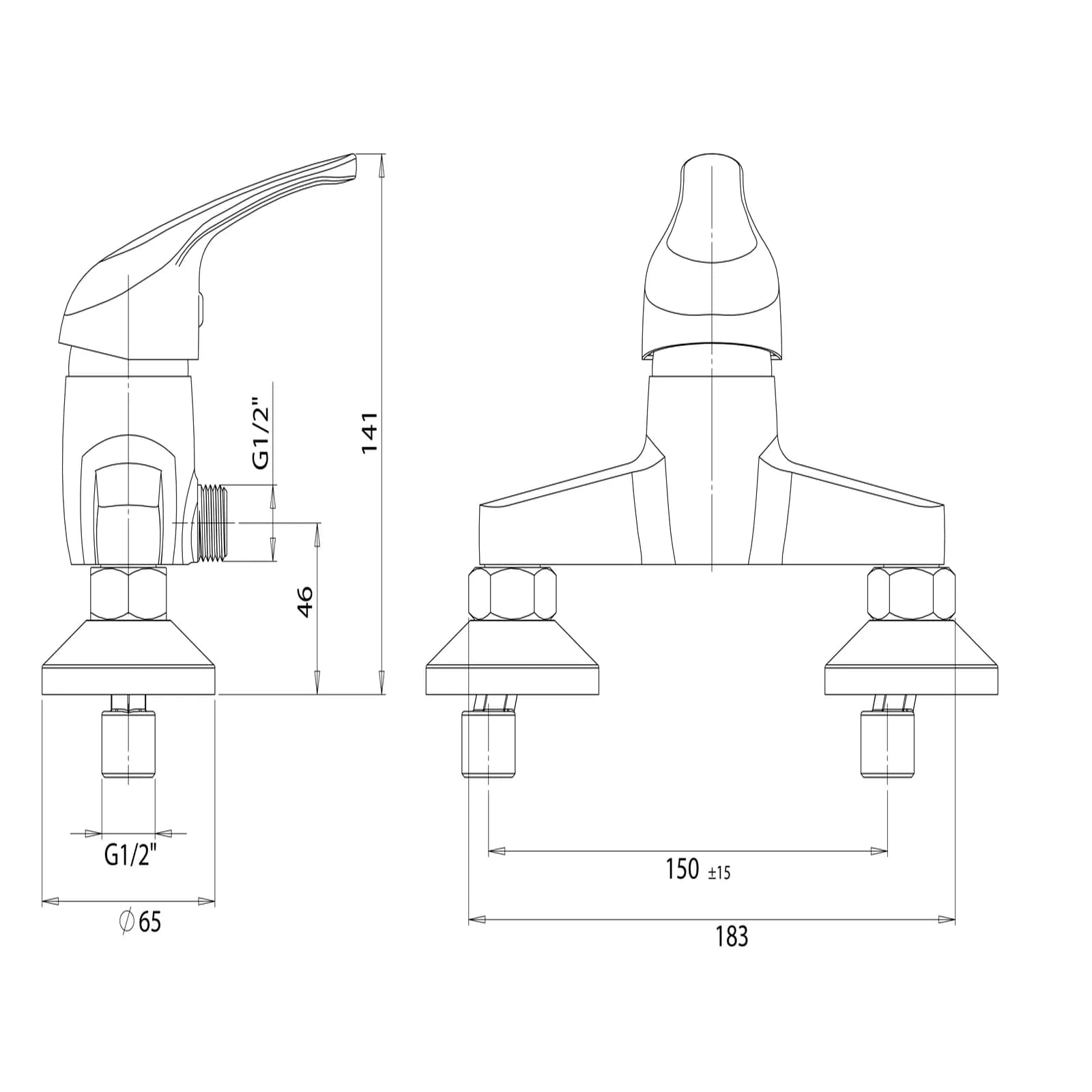 Miscelatore esterno per doccia in ottone Serie ENERGY attacchi standard G1/2''