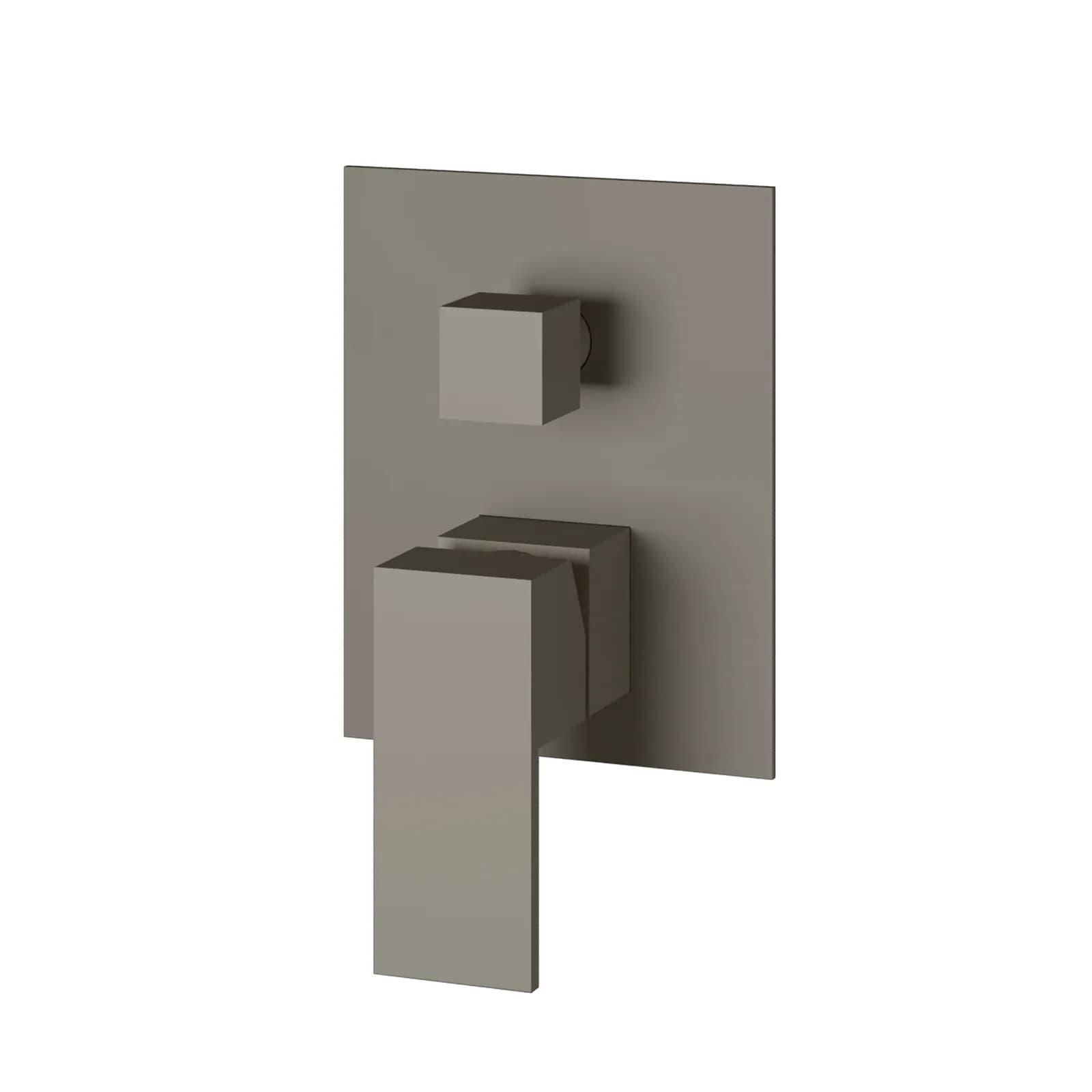 Miscelatore incasso doccia 2 vie in ottone fango con piastra slim - Prisma