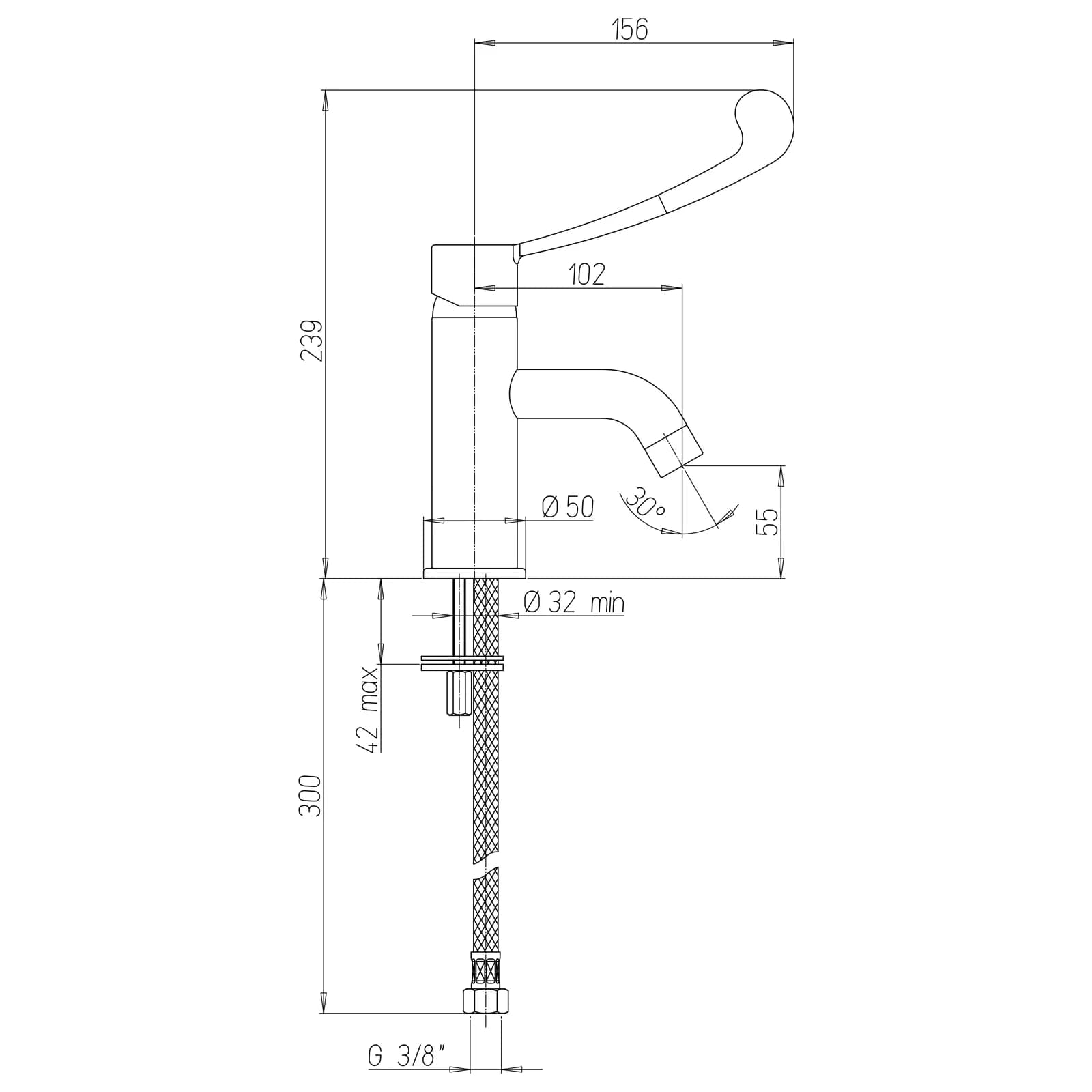 Miscelatore lavabo con leva clinica cromato - Gun di Jacuzzi - Rubinetteria