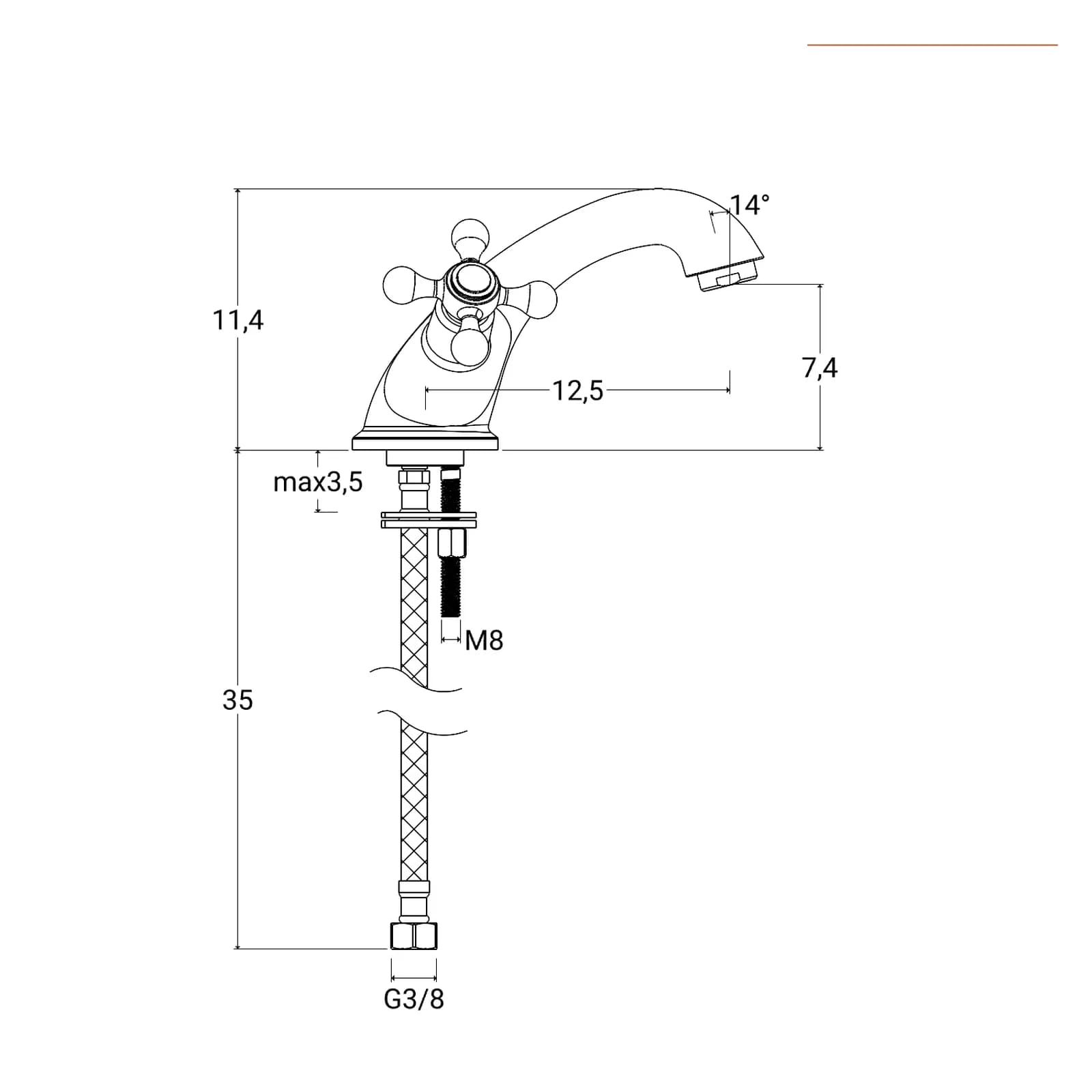 Miscelatore lavabo in ottone cromo - Niru