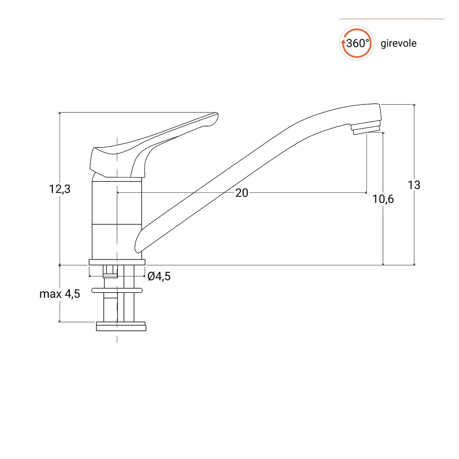 Miscelatore lavello Franke canna bassa con leva monocomando ottone cromo