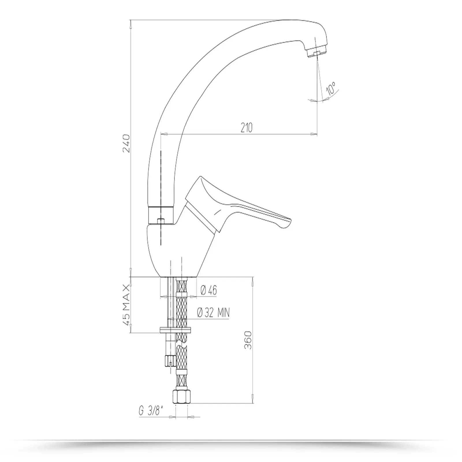 Miscelatore lavello in ottone cromato con canna alta girevole - Paini Pilot