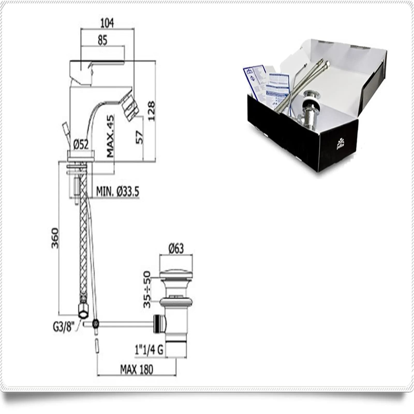 Miscelatore rubinetto bidet Paffoni Blu scarico automatico