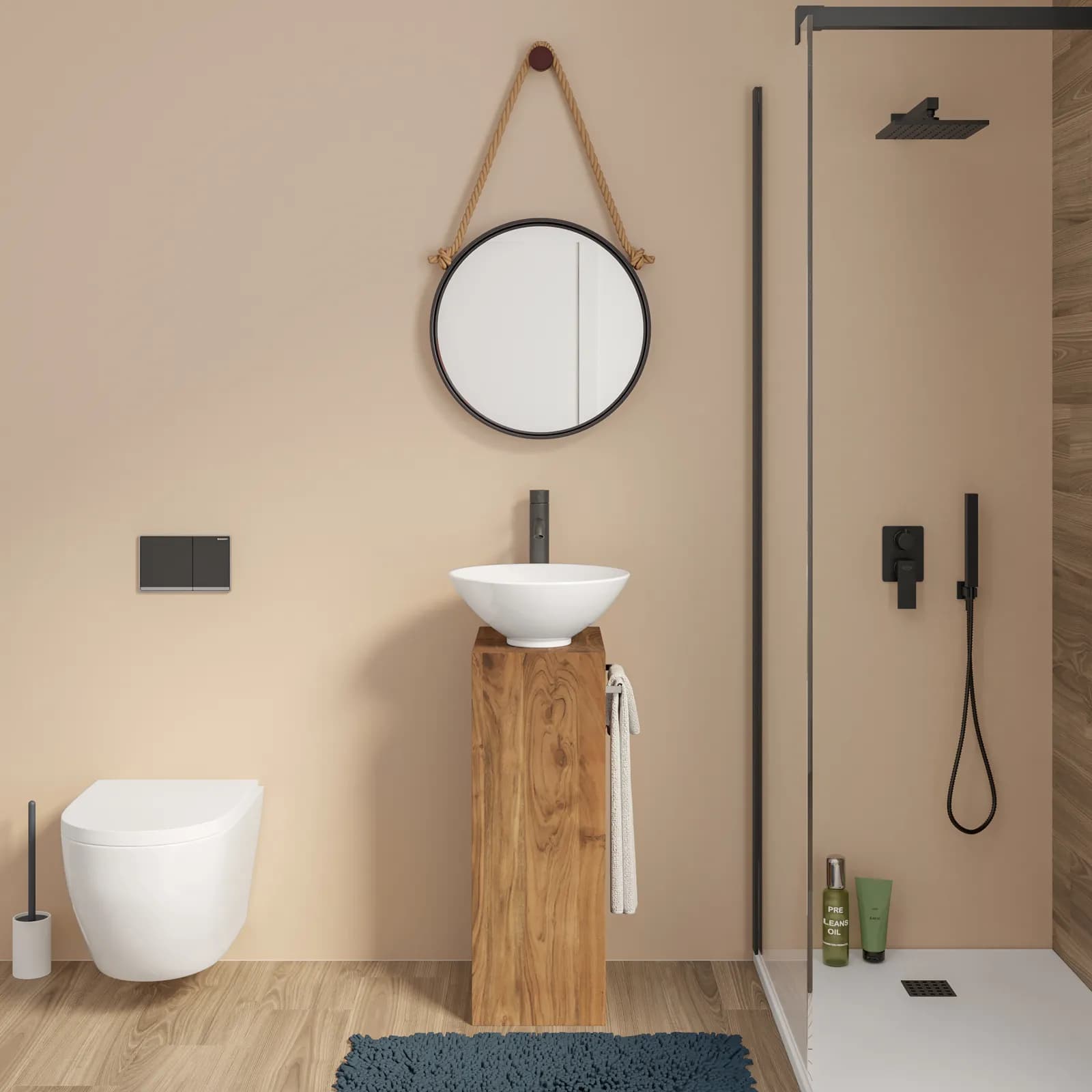 Mobile bagno 40x78 h cm in legno di acacia con barra portasalviette lavabo - Delphi