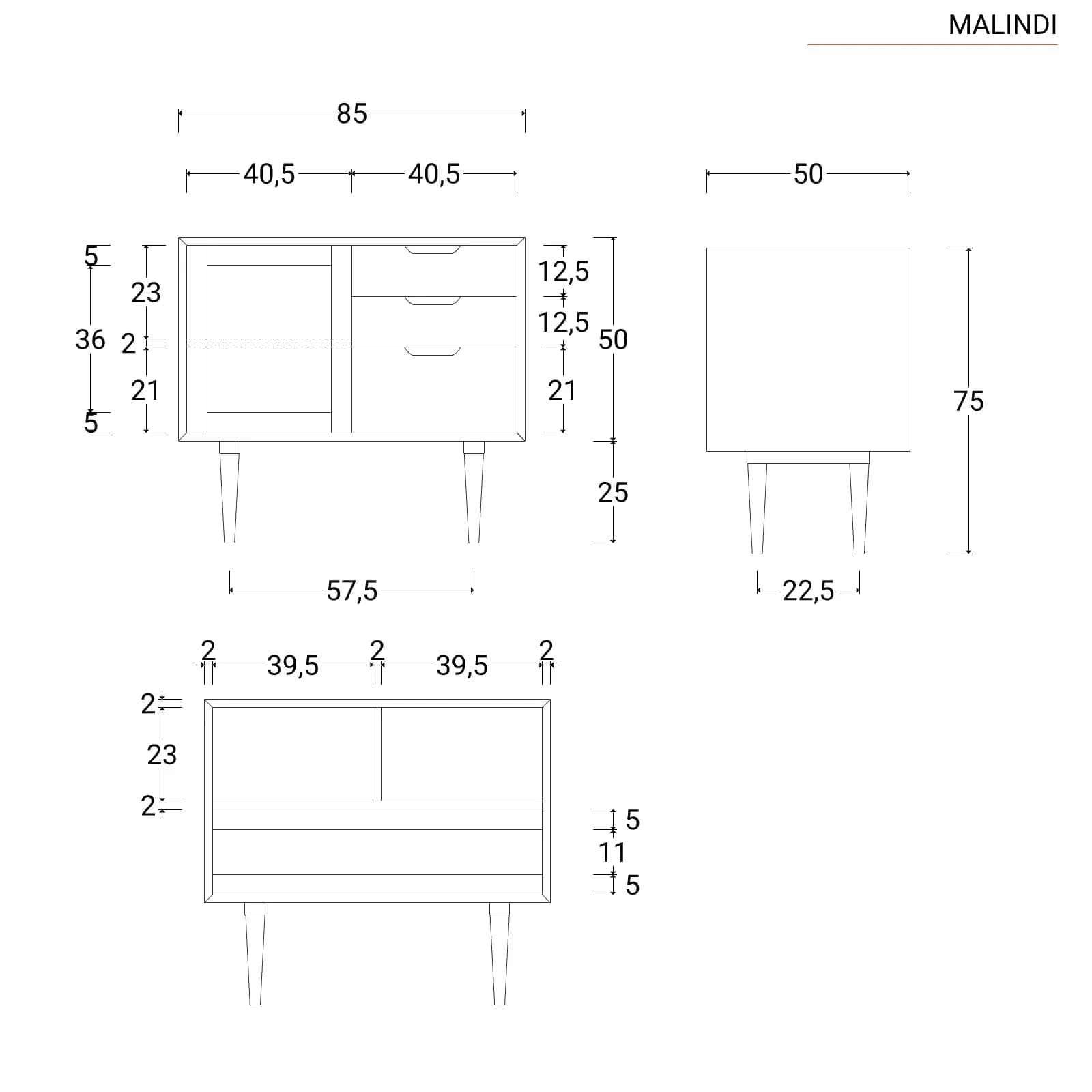 Mobile bagno portalavabo 85 cm con anta e 3 cassetti in teak naturale e paglia di vienna - Malindi
